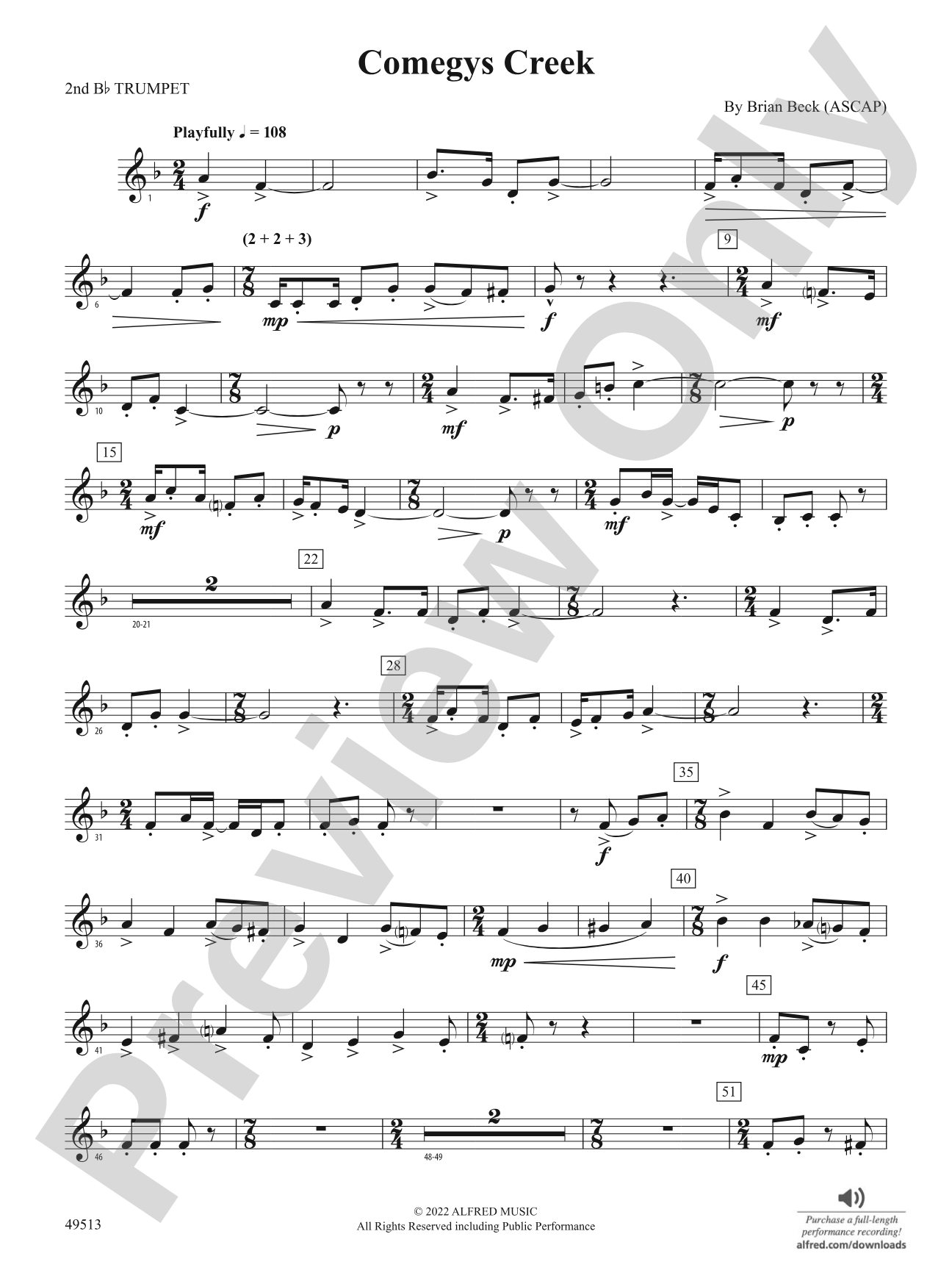 Comegys Creek: 2nd B-flat Trumpet