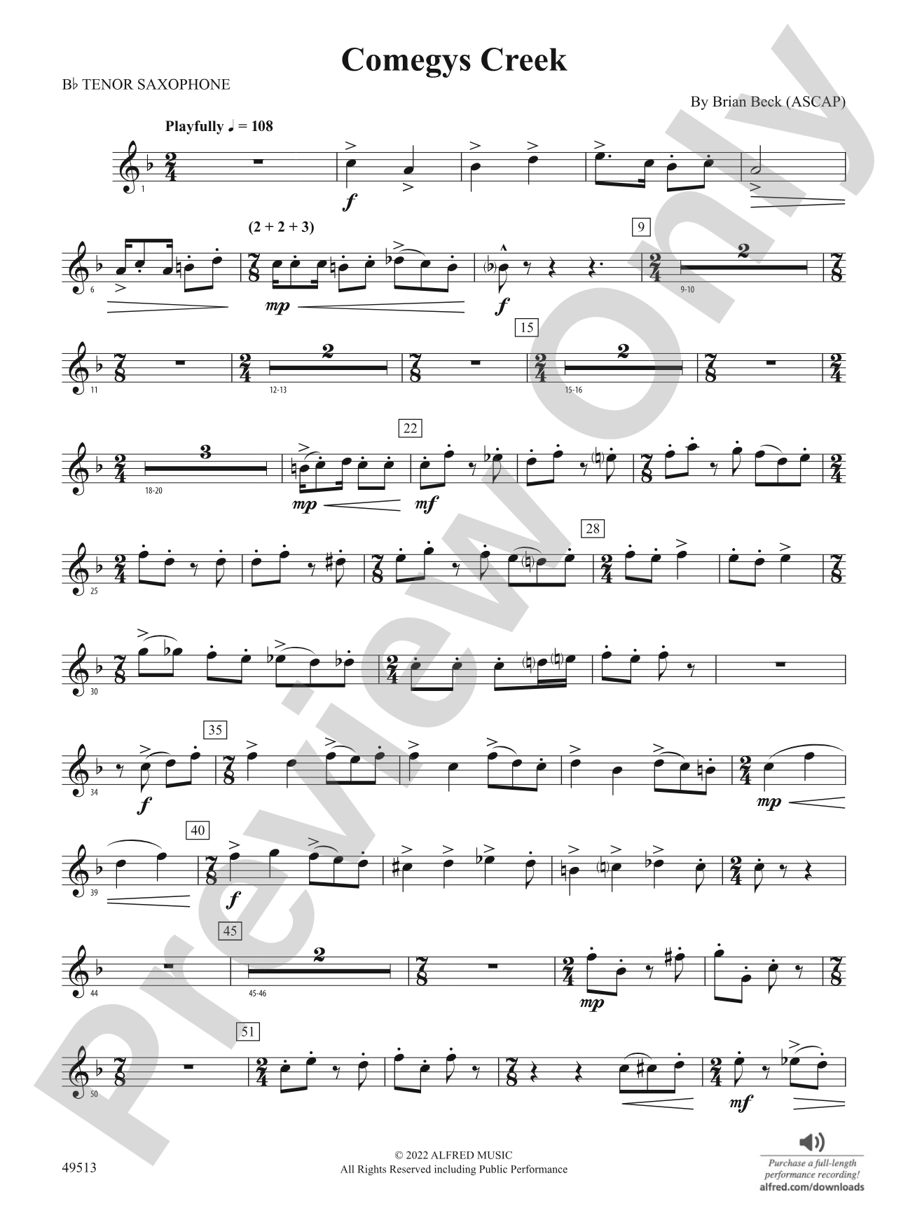 Comegys Creek: B-flat Tenor Saxophone