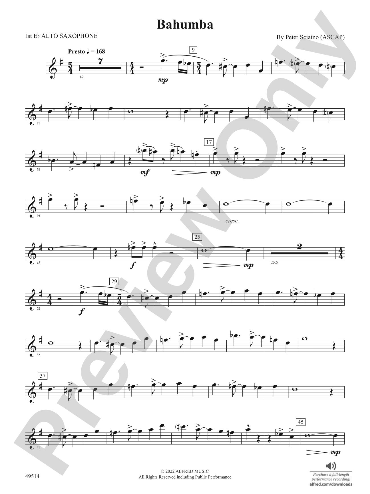 Bahumba: E-flat Alto Saxophone