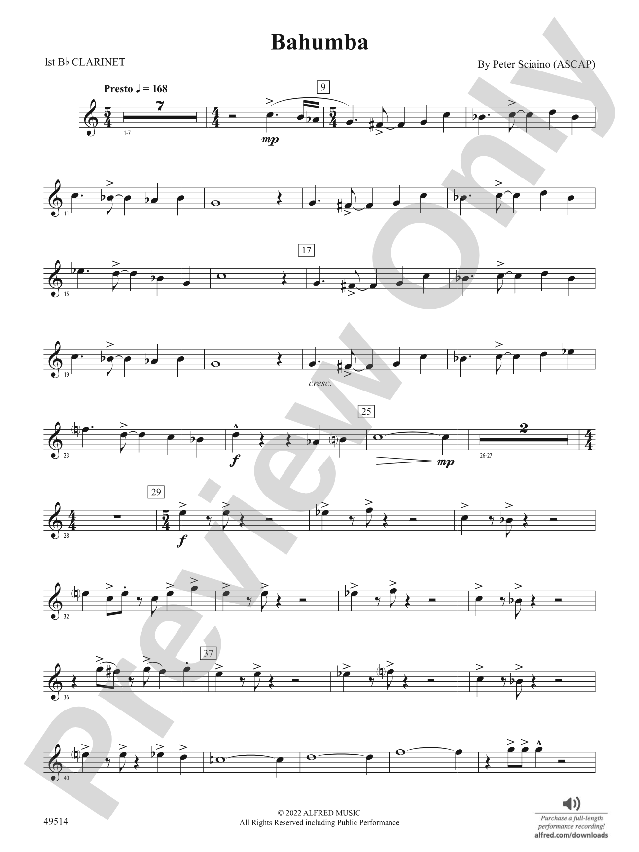 Bahumba: 1st B-flat Clarinet