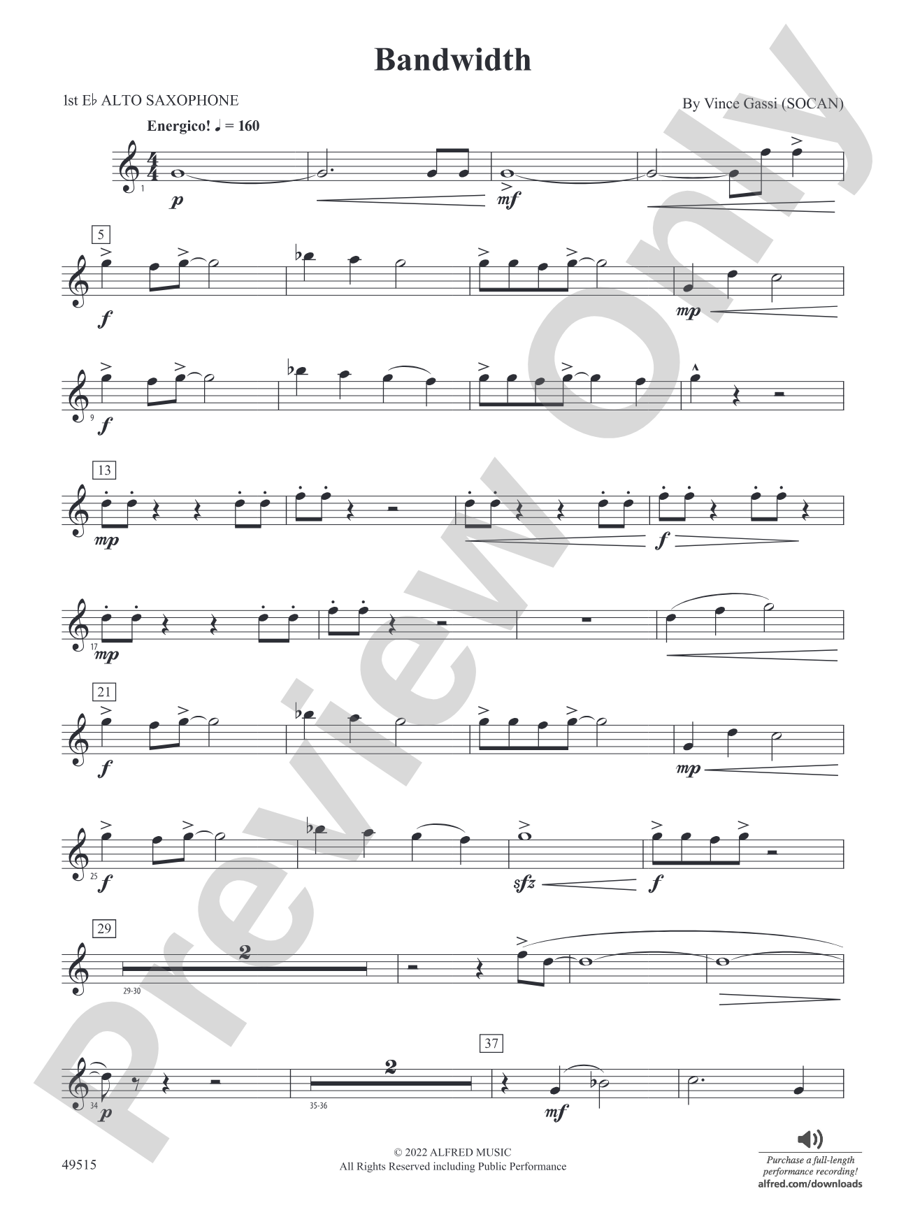Bandwidth: E-flat Alto Saxophone