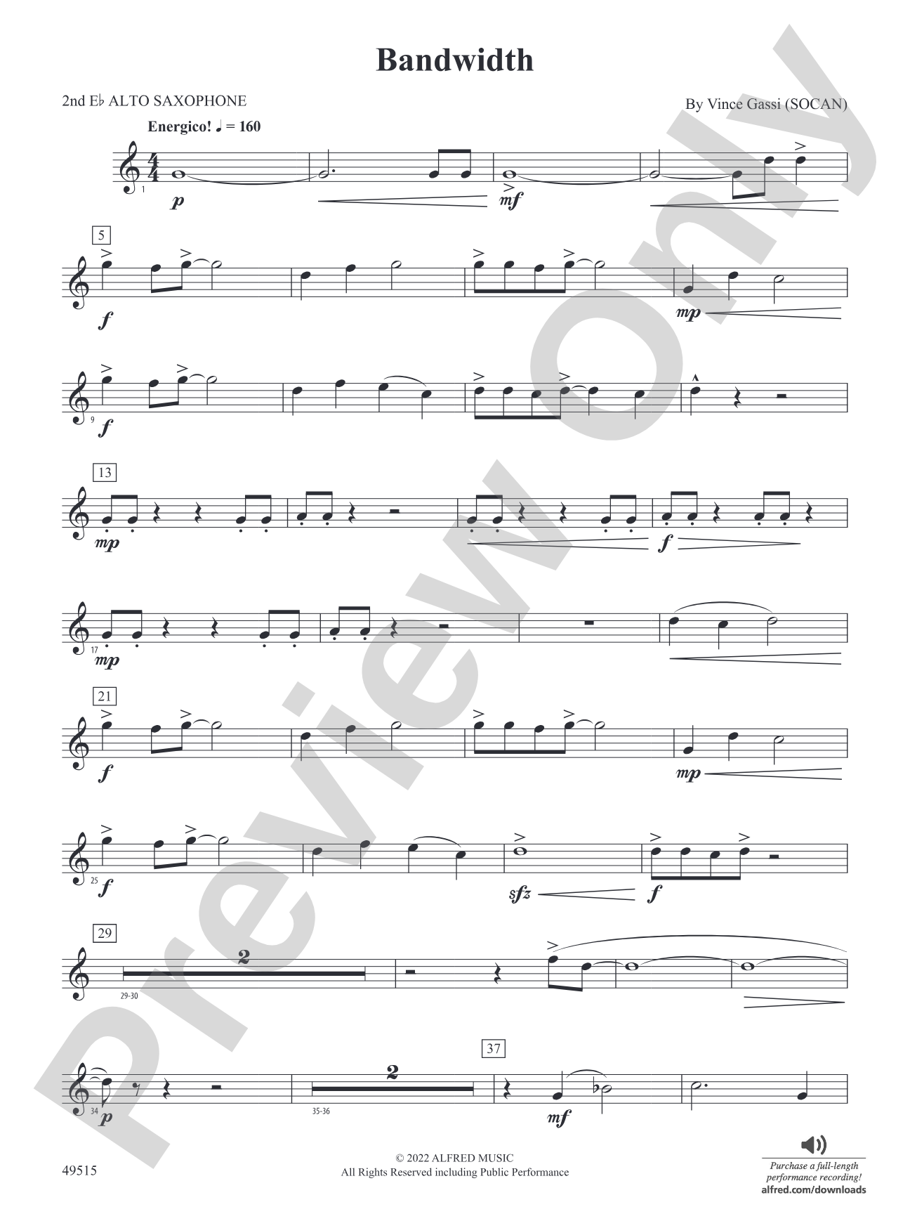 Bandwidth: 2nd E-flat Alto Saxophone