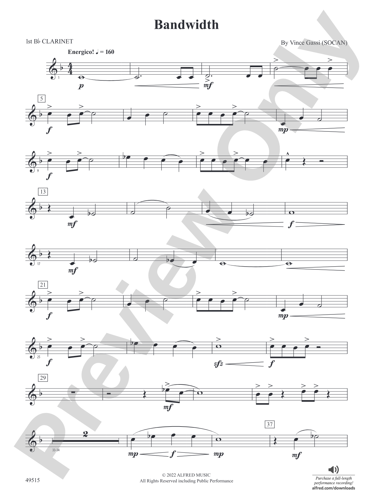 Bandwidth: 1st B-flat Clarinet