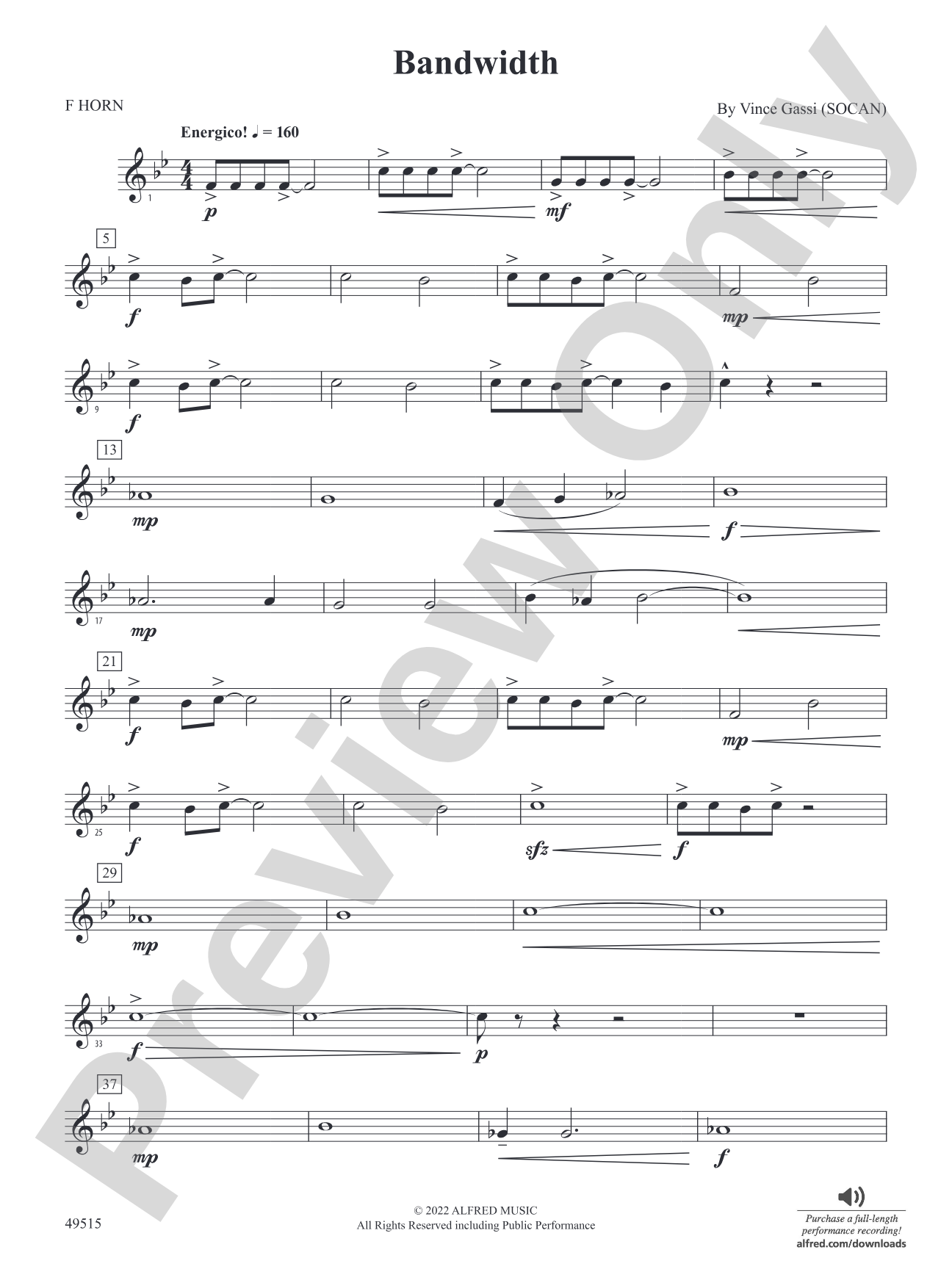 Bandwidth: 1st F Horn