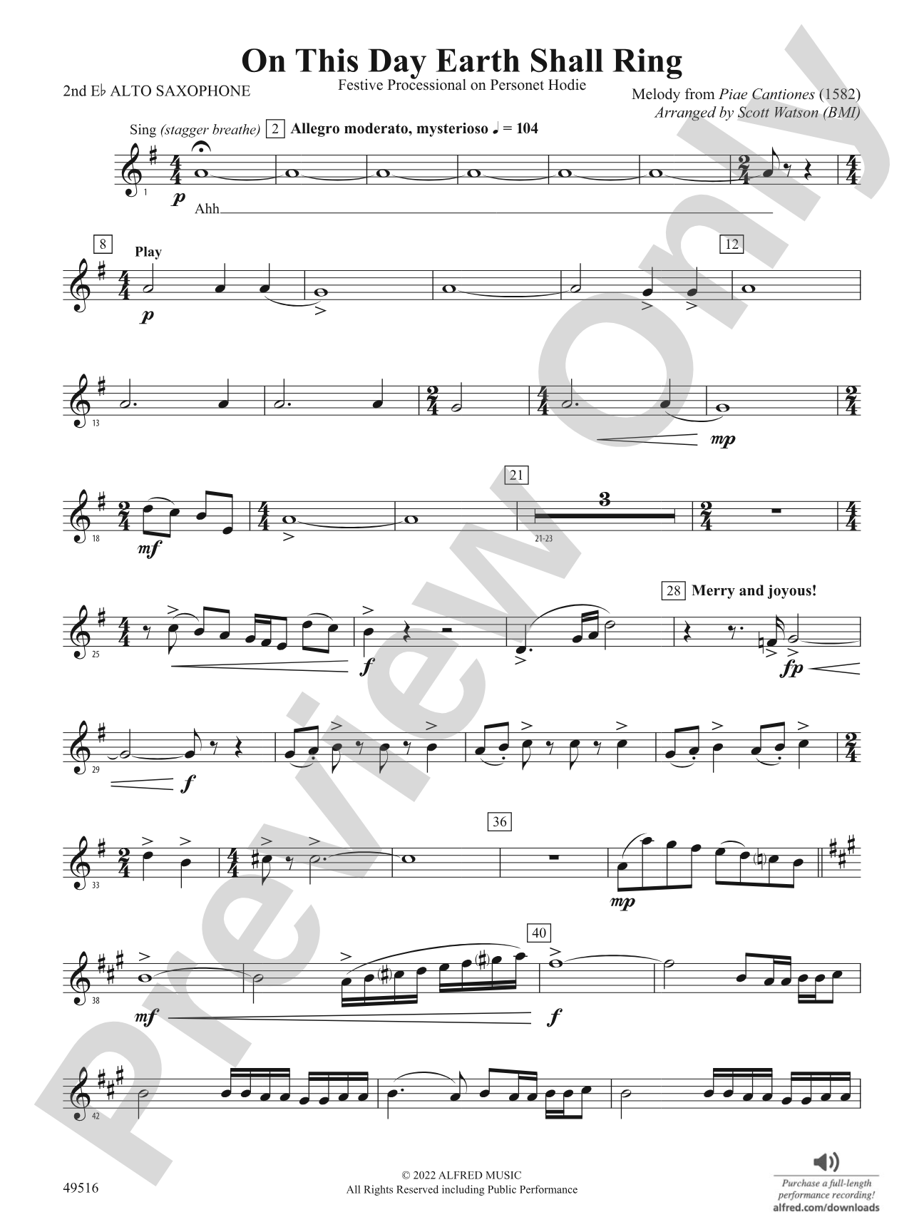 On This Day Earth Shall Ring: 2nd E-flat Alto Saxophone