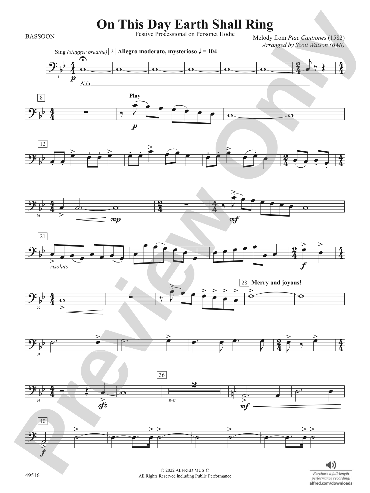 On This Day Earth Shall Ring: Bassoon