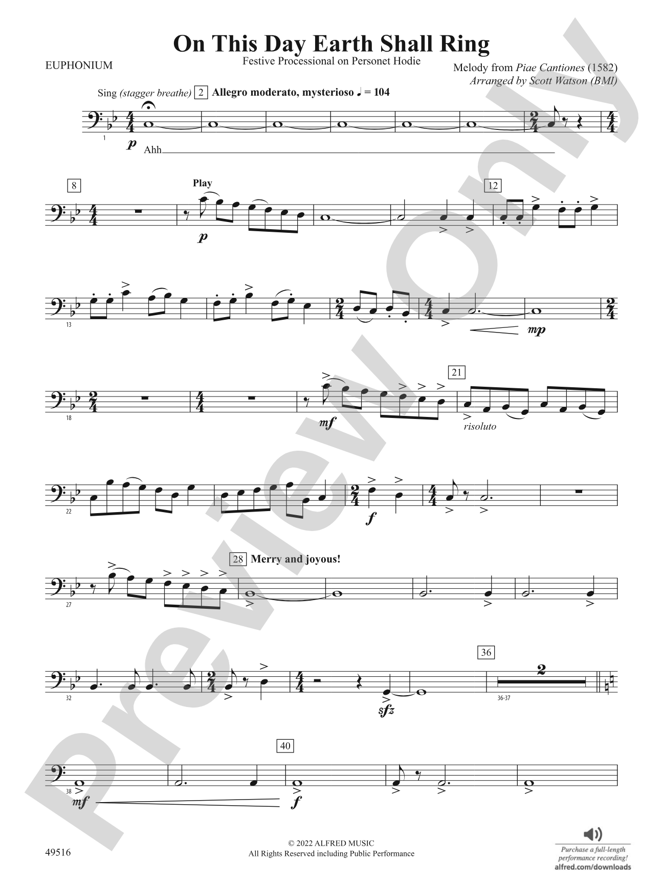 On This Day Earth Shall Ring: Baritone B.C.