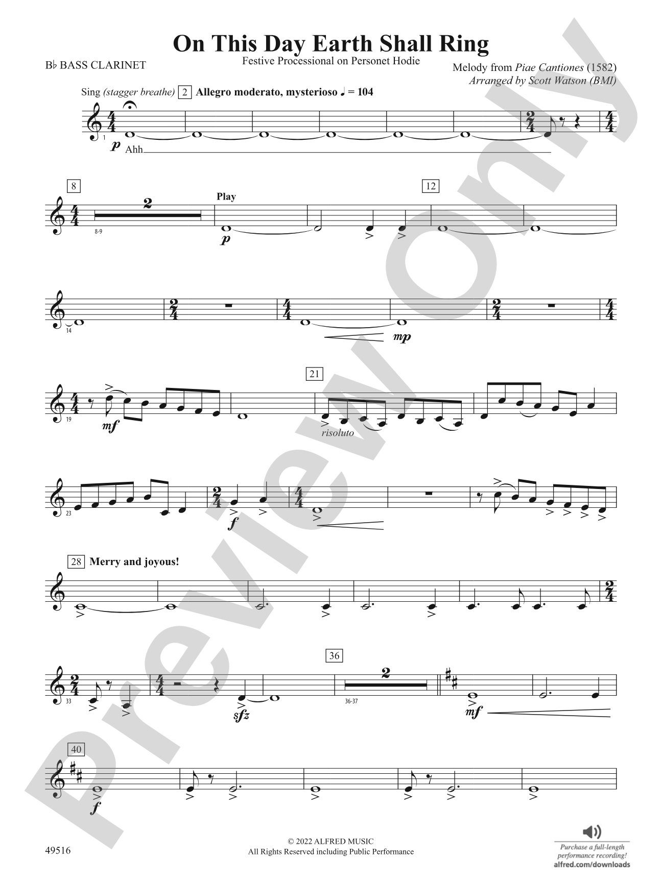 On This Day Earth Shall Ring: B-flat Bass Clarinet