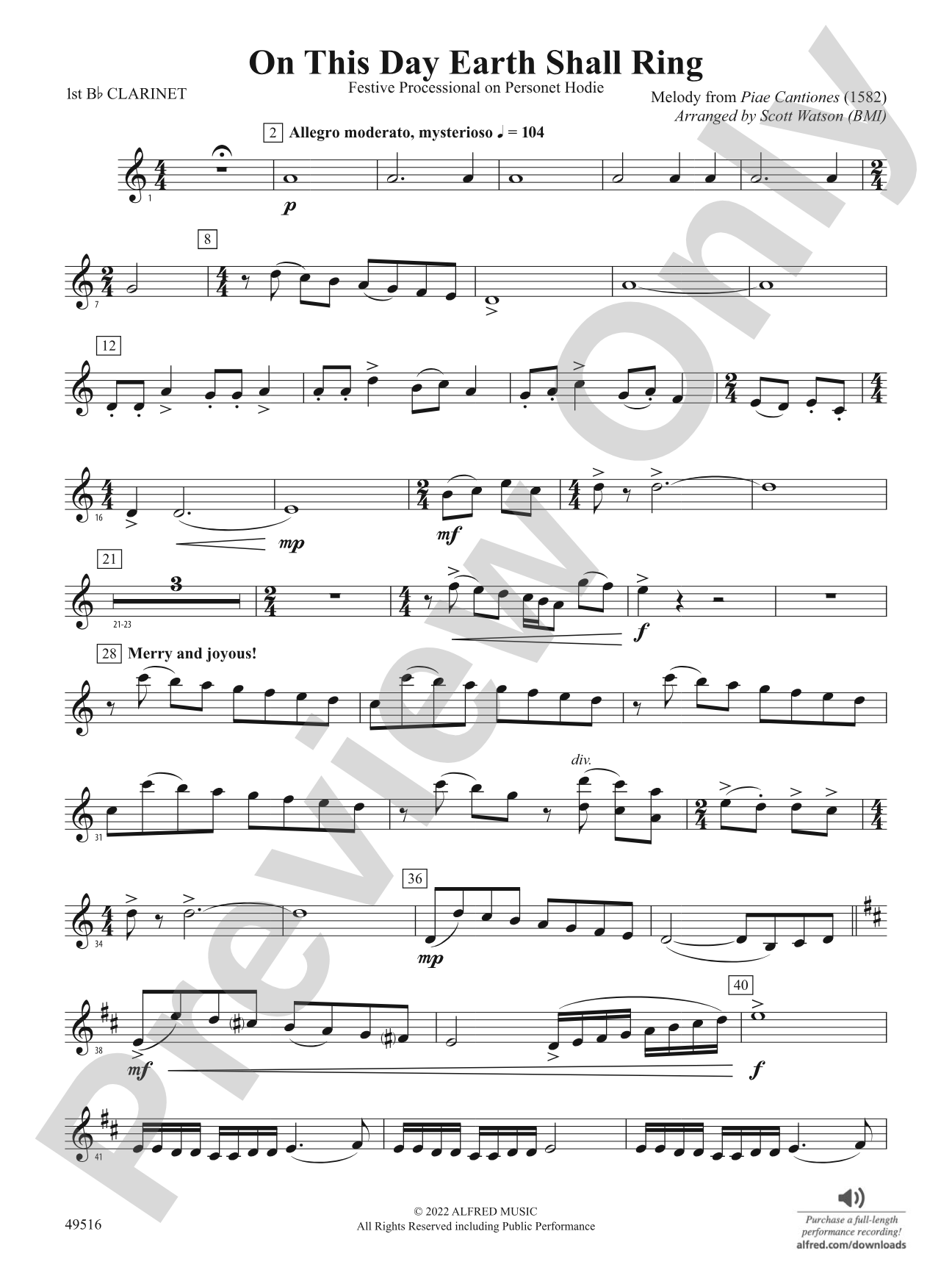 On This Day Earth Shall Ring: 1st B-flat Clarinet