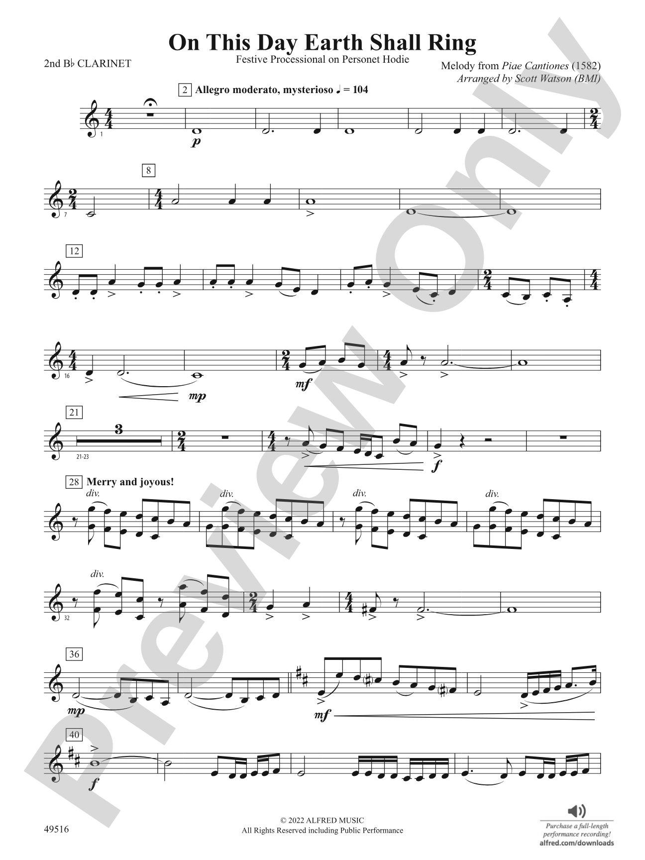 On This Day Earth Shall Ring: 2nd B-flat Clarinet