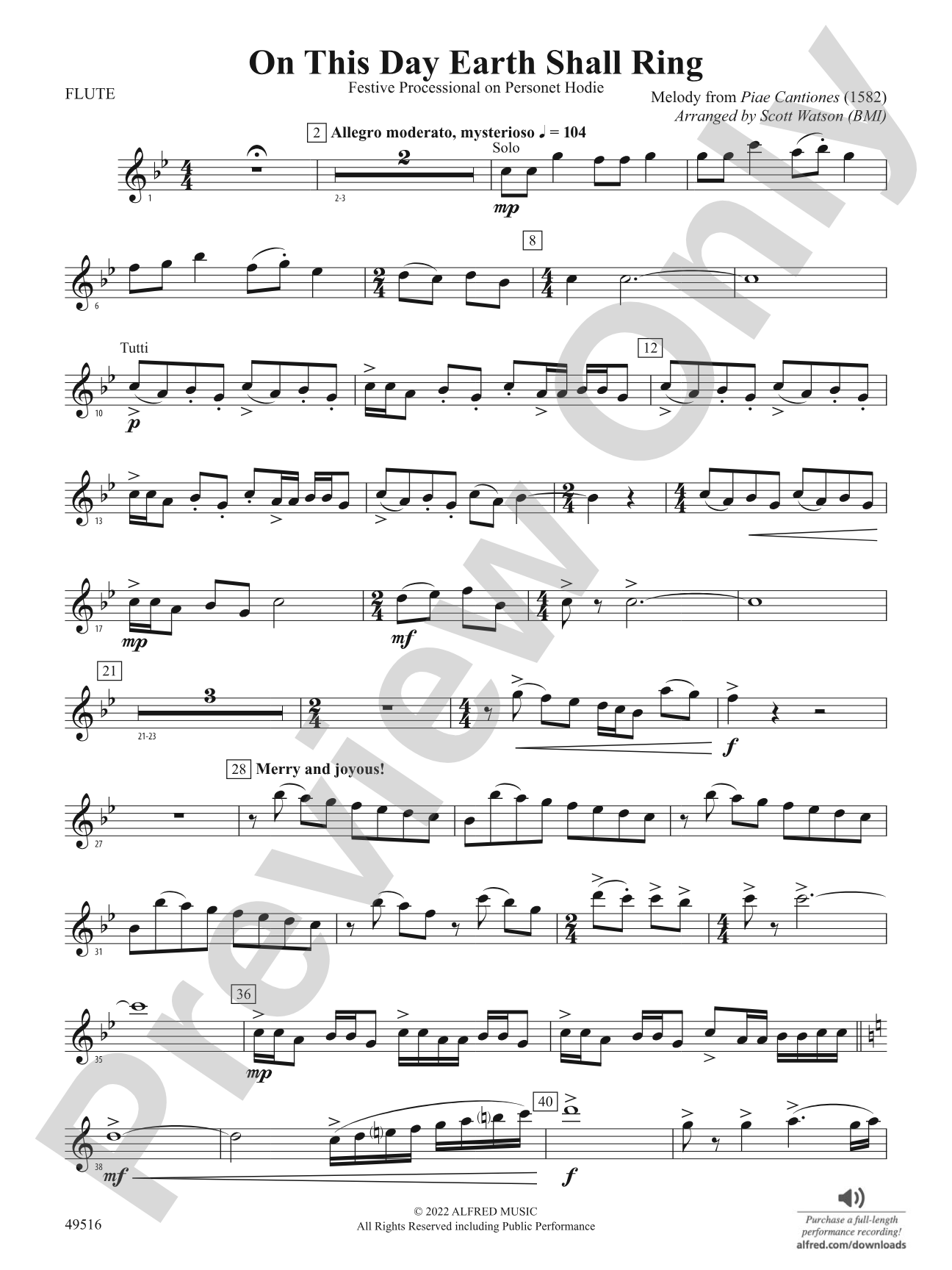 On This Day Earth Shall Ring: Flute