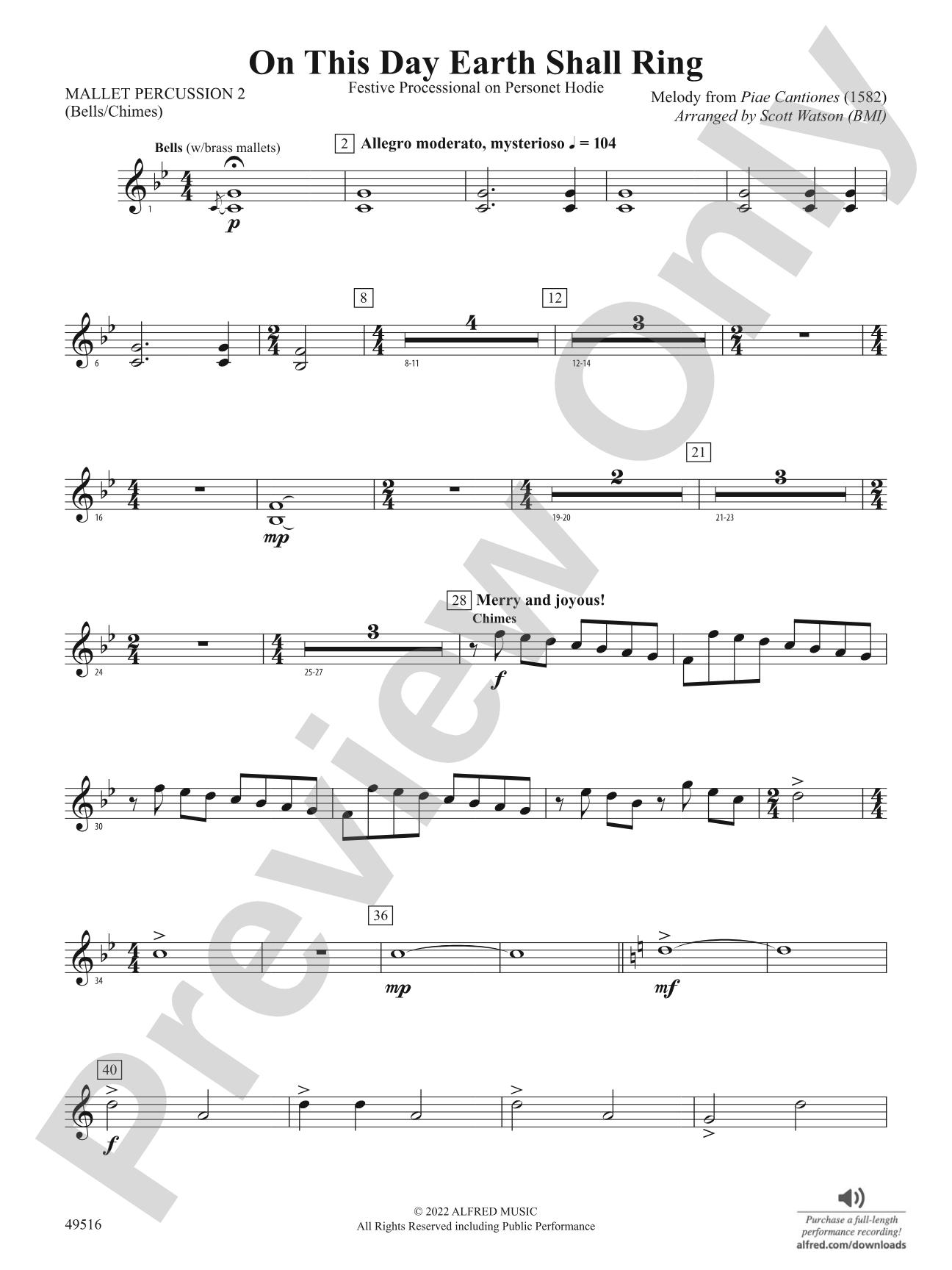 On This Day Earth Shall Ring: 2nd Mallet Percussion