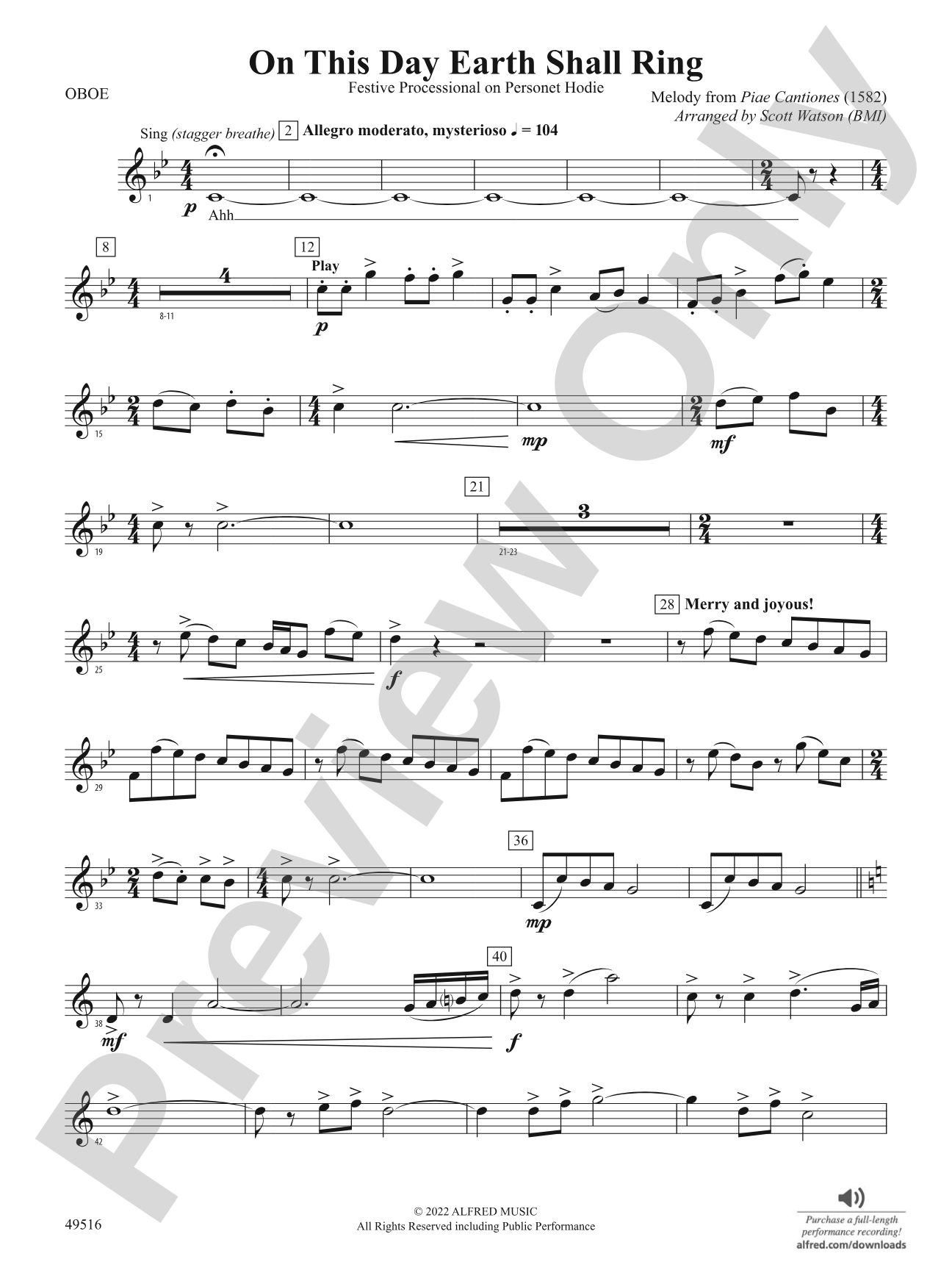 On This Day Earth Shall Ring: Oboe