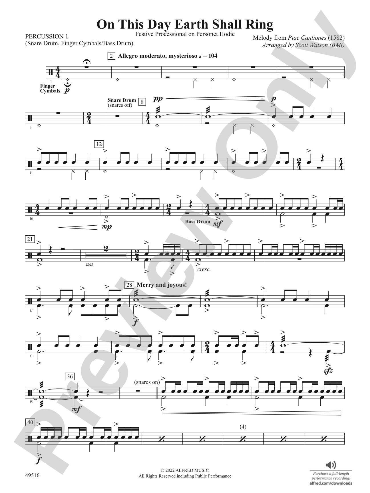 On This Day Earth Shall Ring: 1st Percussion
