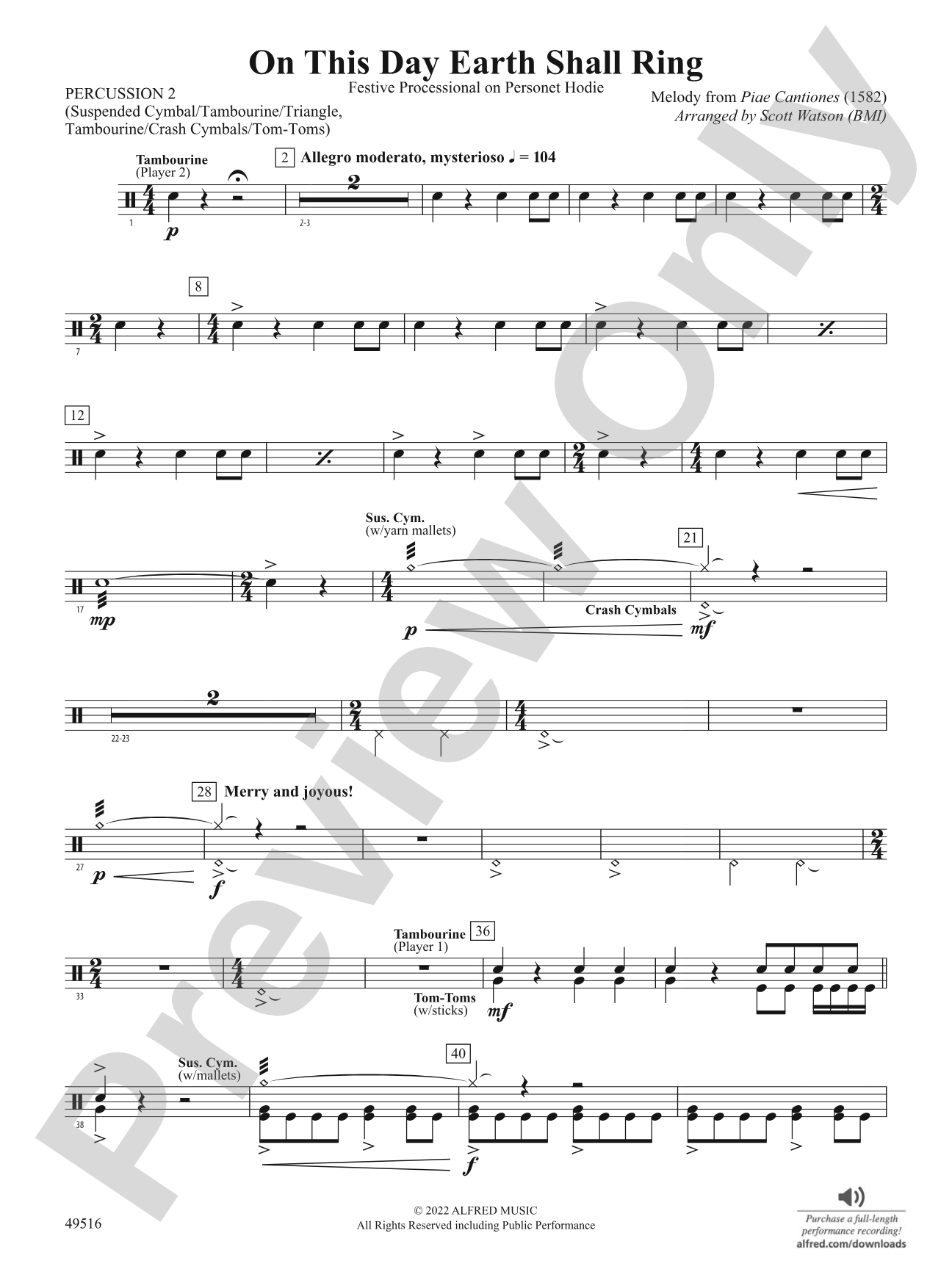 On This Day Earth Shall Ring: 2nd Percussion