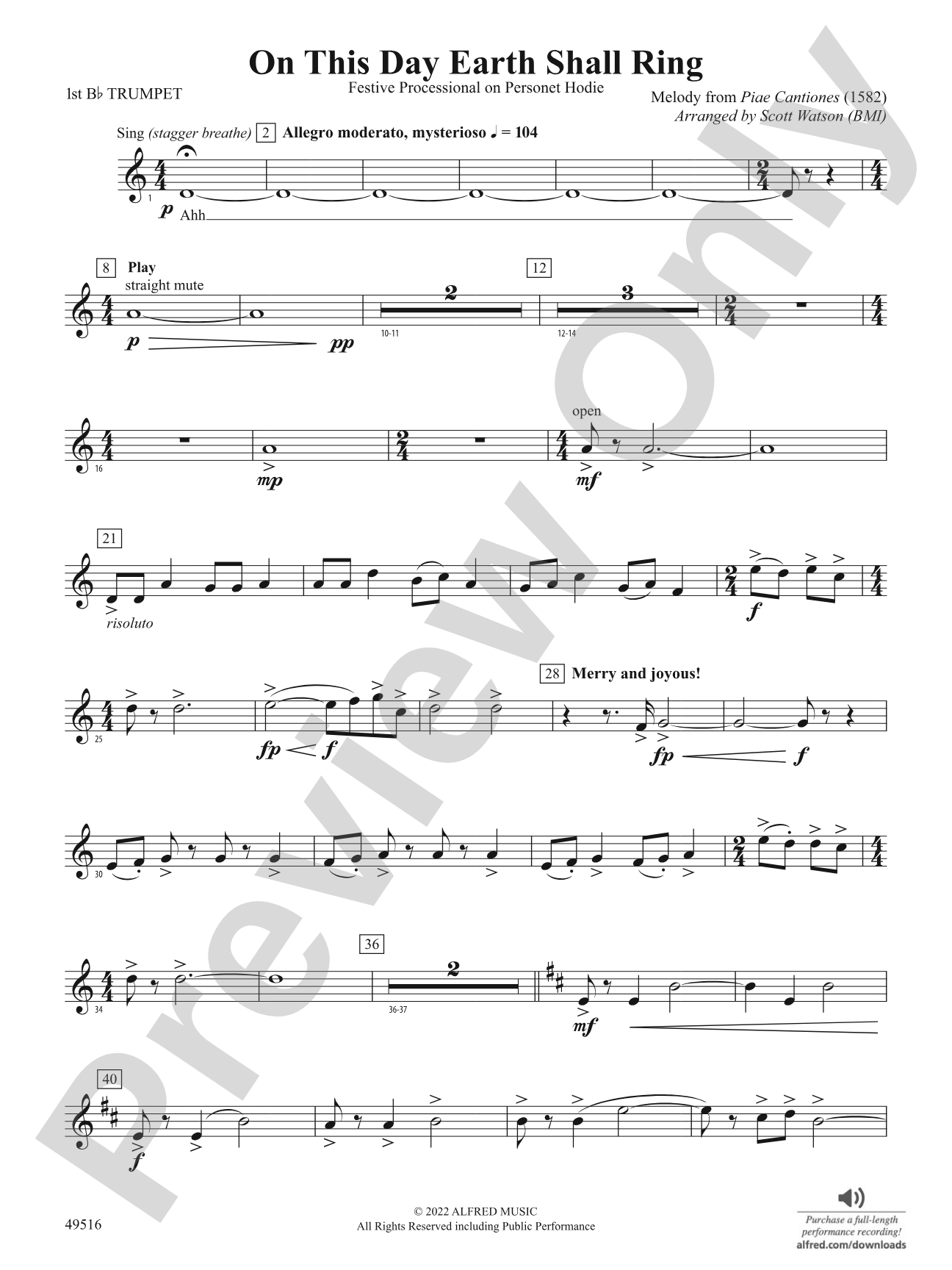 On This Day Earth Shall Ring: 1st B-flat Trumpet
