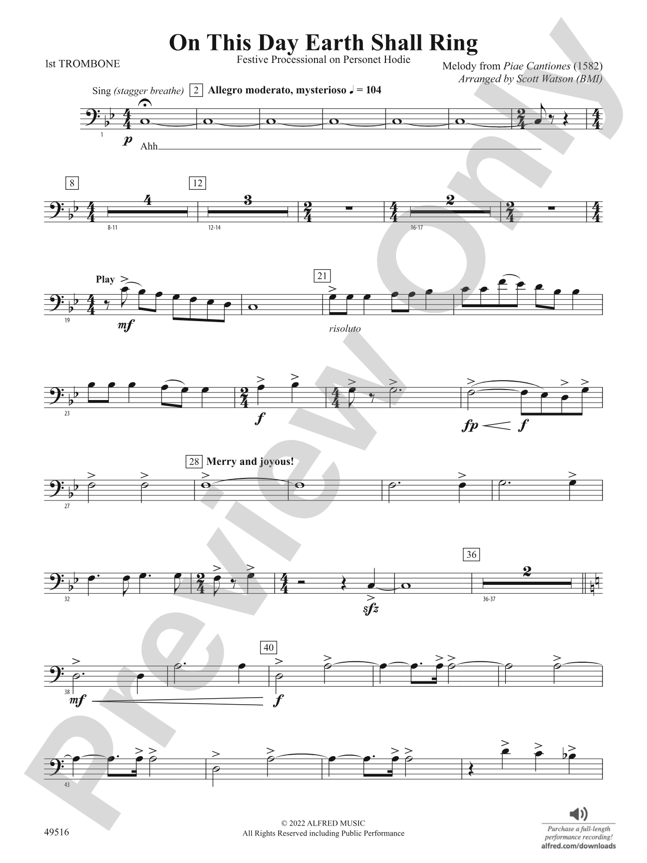 On This Day Earth Shall Ring: 1st Trombone