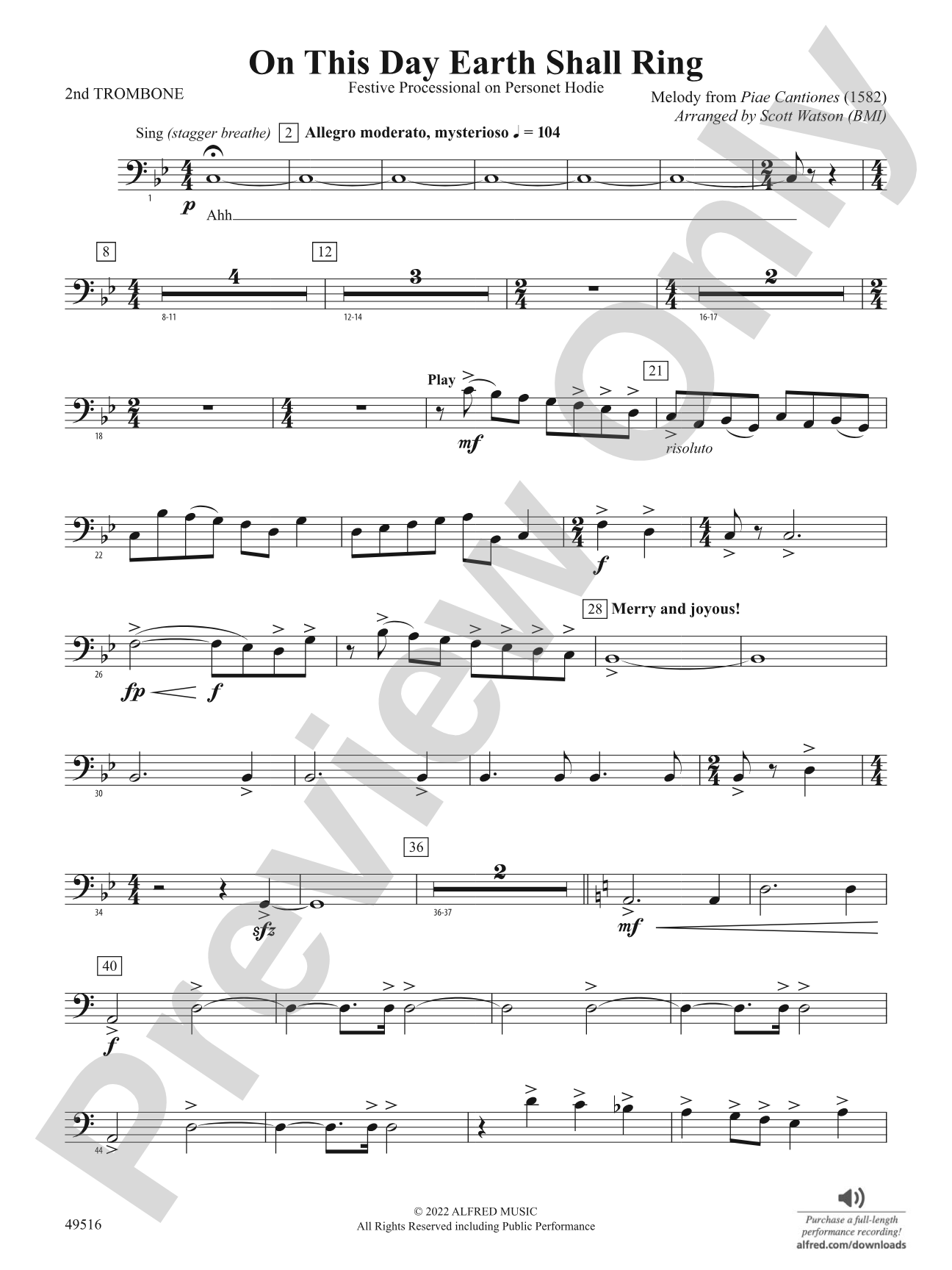 On This Day Earth Shall Ring: 2nd Trombone