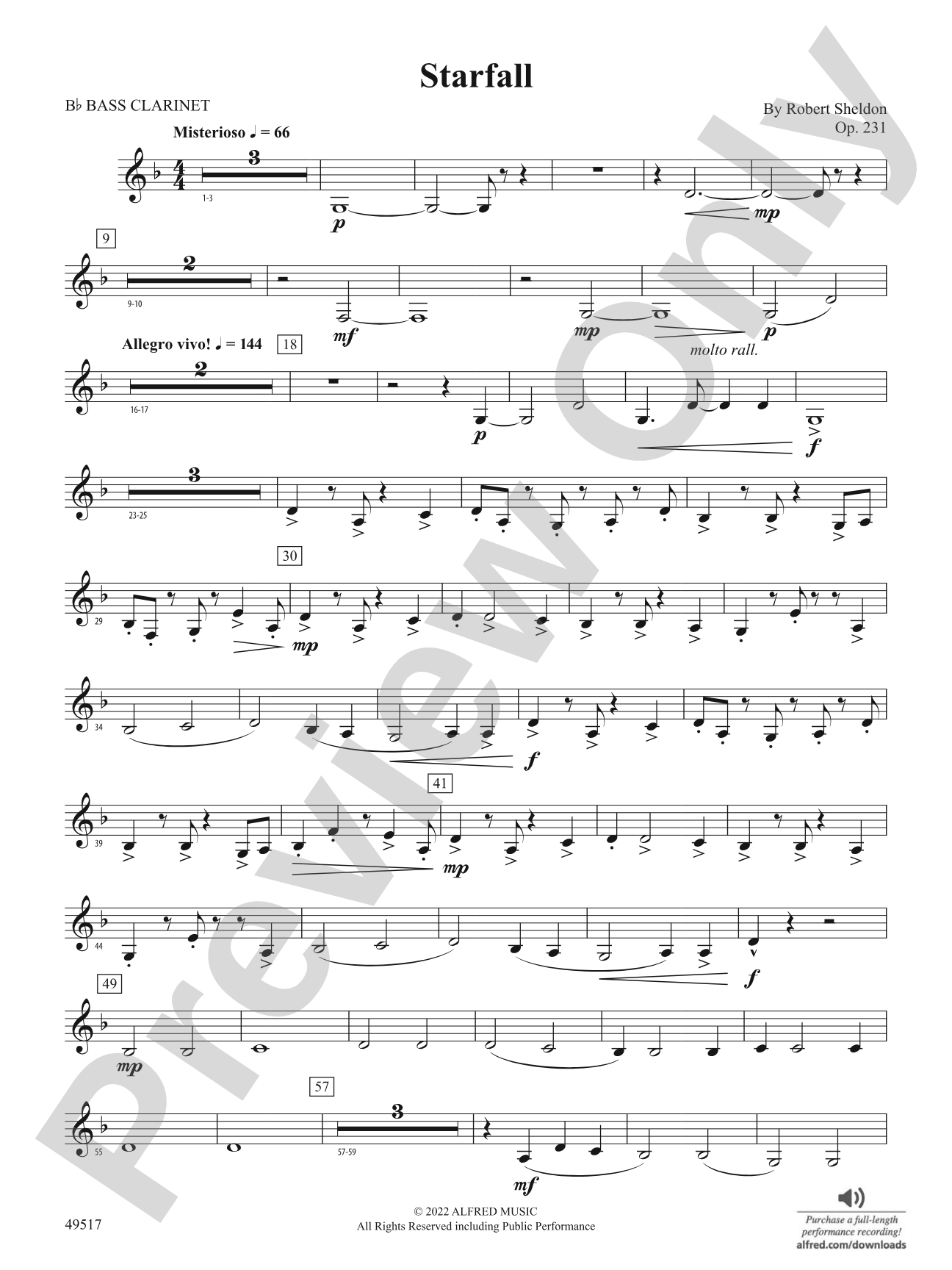 Starfall: B-flat Bass Clarinet