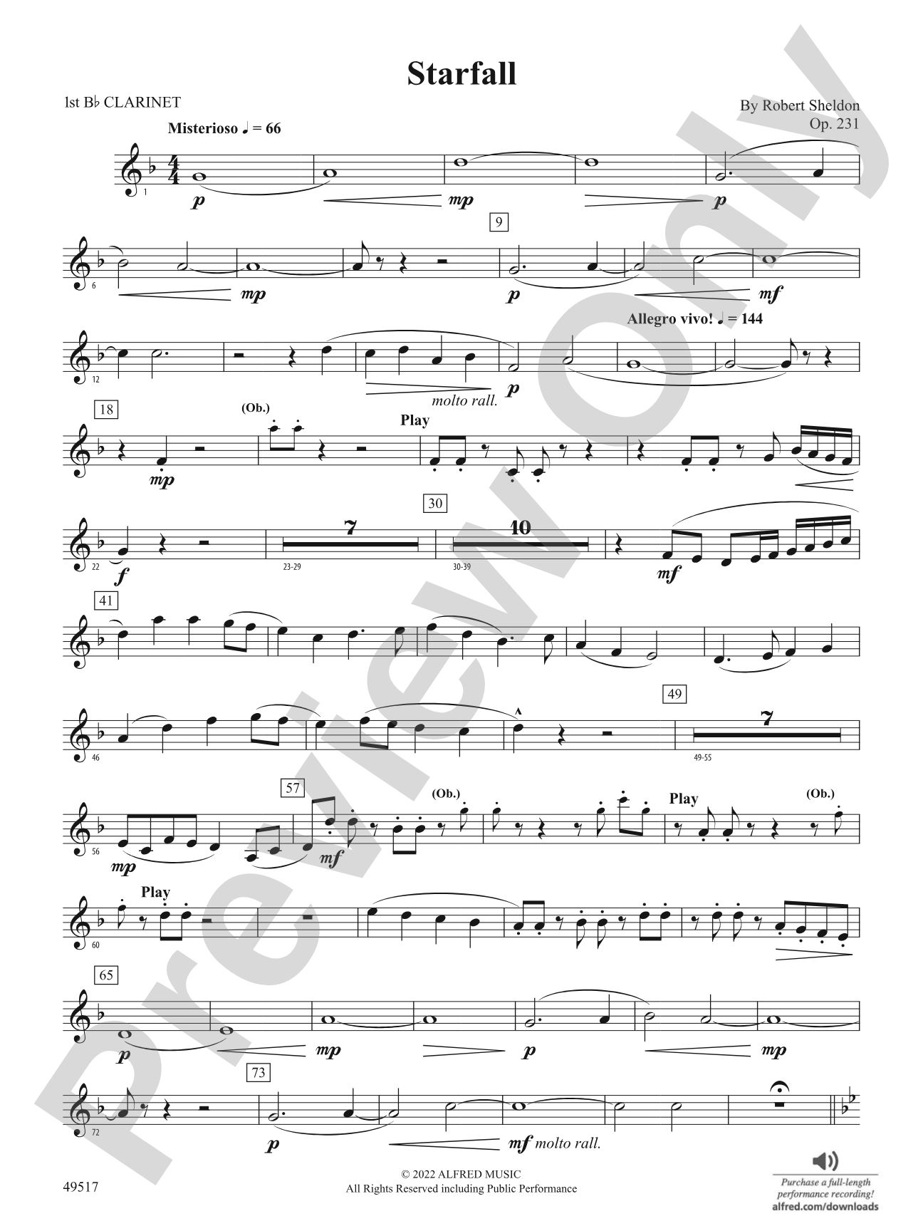 Starfall: 1st B-flat Clarinet