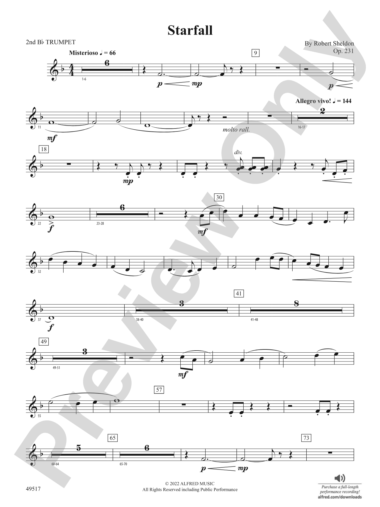 Starfall: 2nd B-flat Trumpet