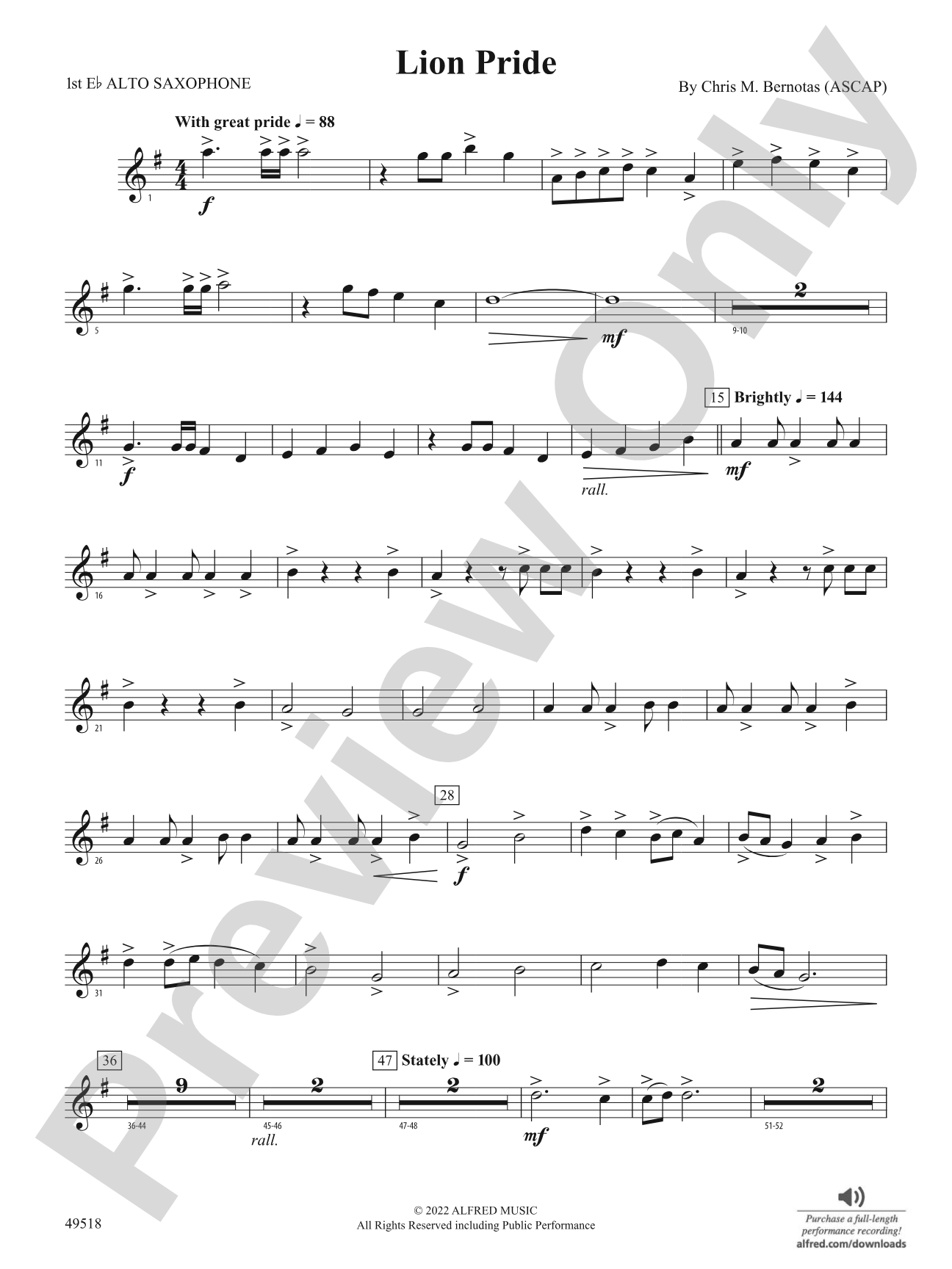Lion Pride: E-flat Alto Saxophone