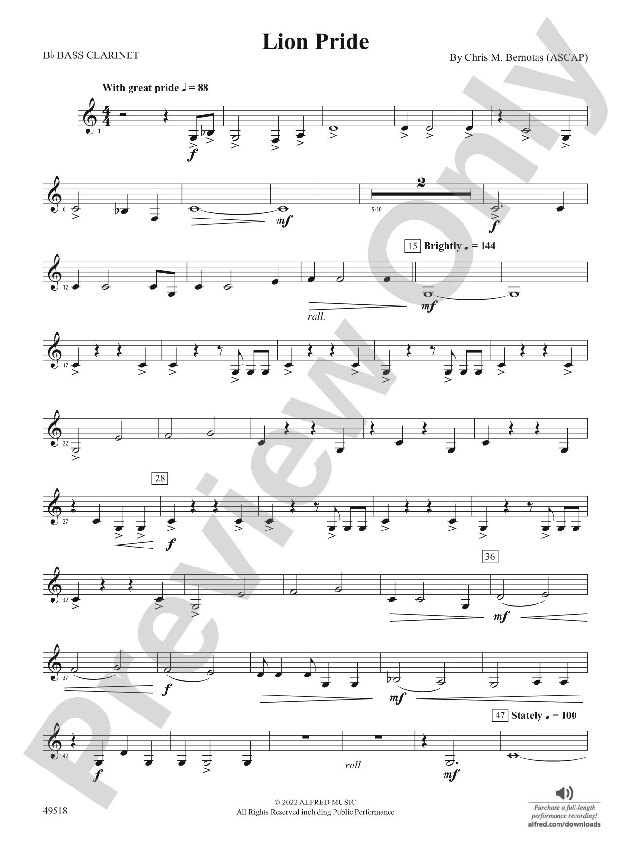 Lion Pride: B-flat Bass Clarinet