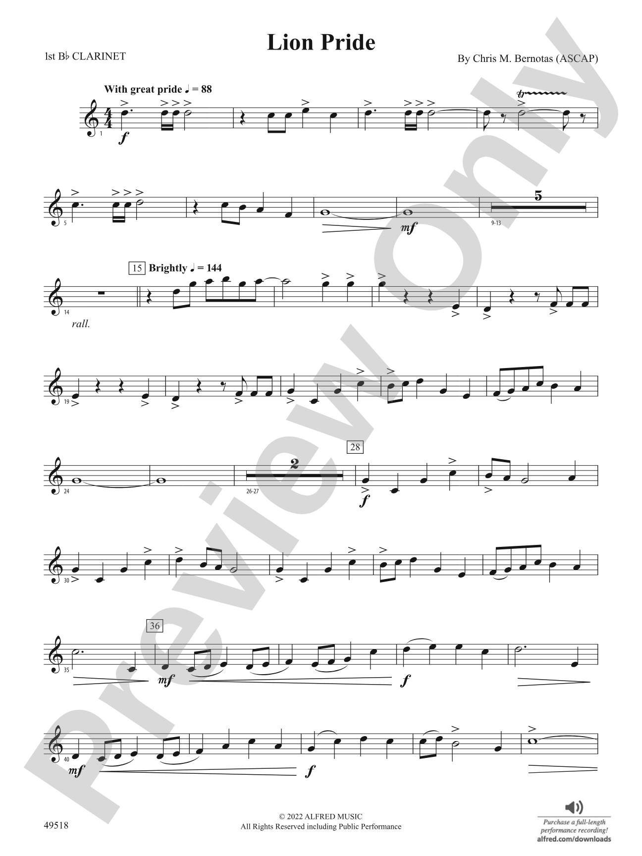 Lion Pride: 1st B-flat Clarinet