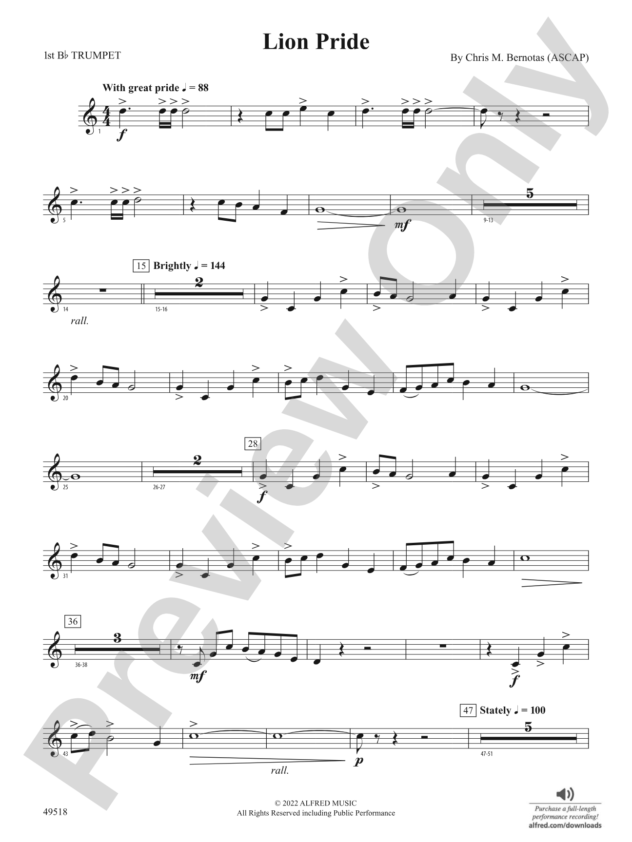 Lion Pride: 1st B-flat Trumpet