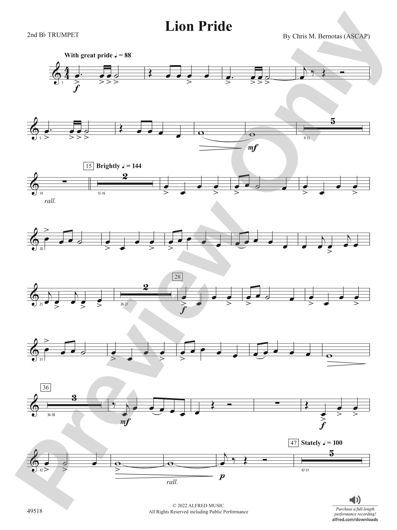 Lion Pride: 2nd B-flat Trumpet