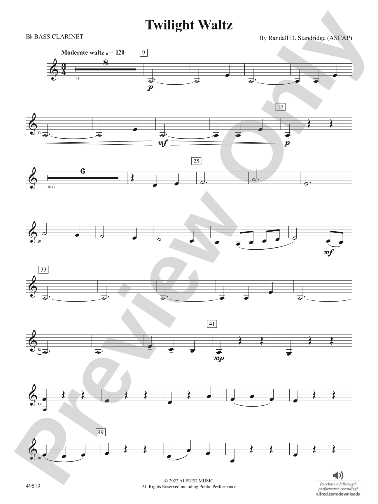 Twilight Waltz: B-flat Bass Clarinet