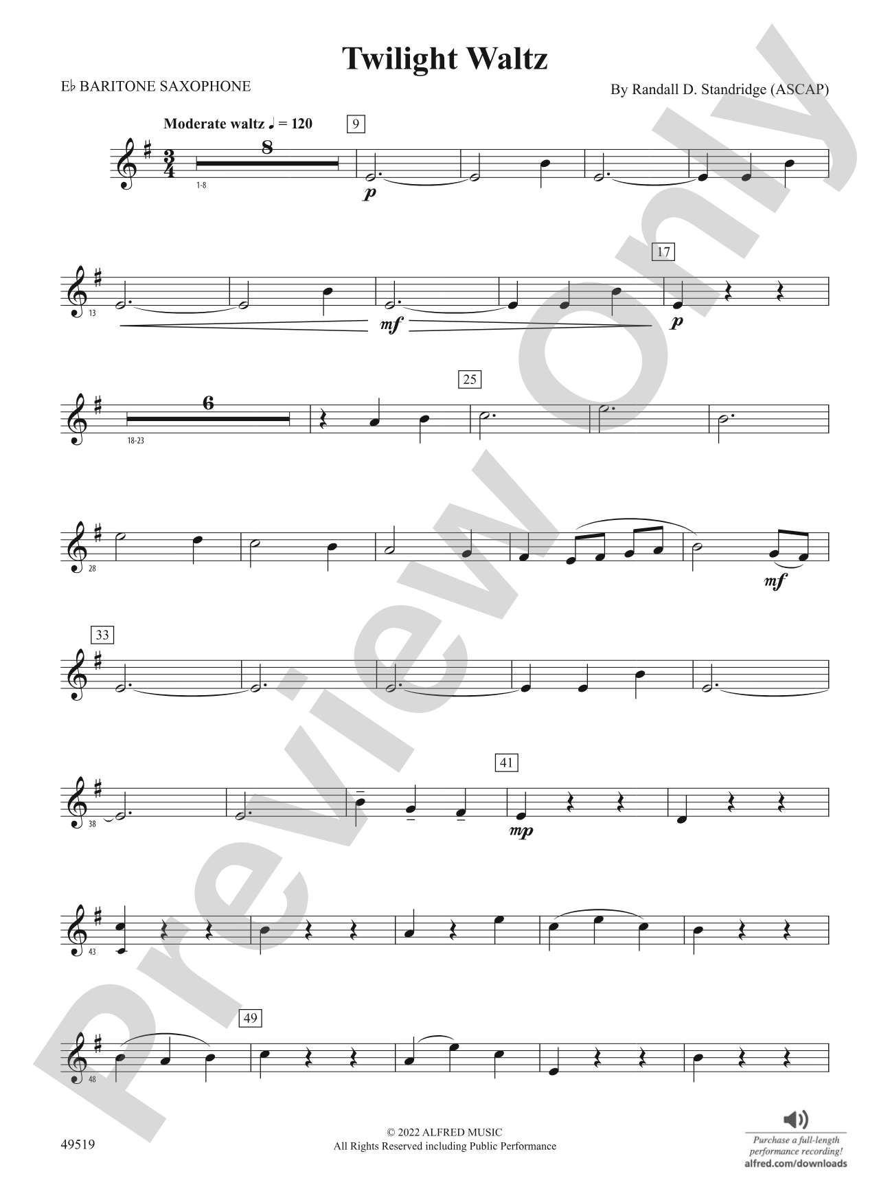 Twilight Waltz: E-flat Baritone Saxophone