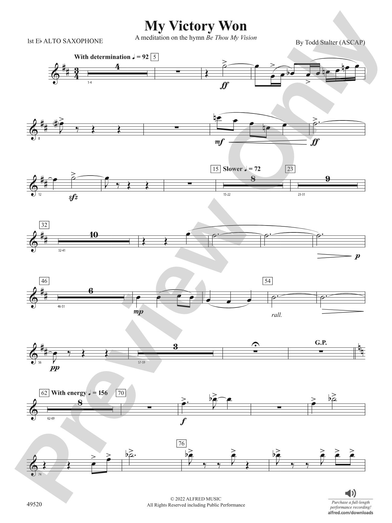 My Victory Won: E-flat Alto Saxophone