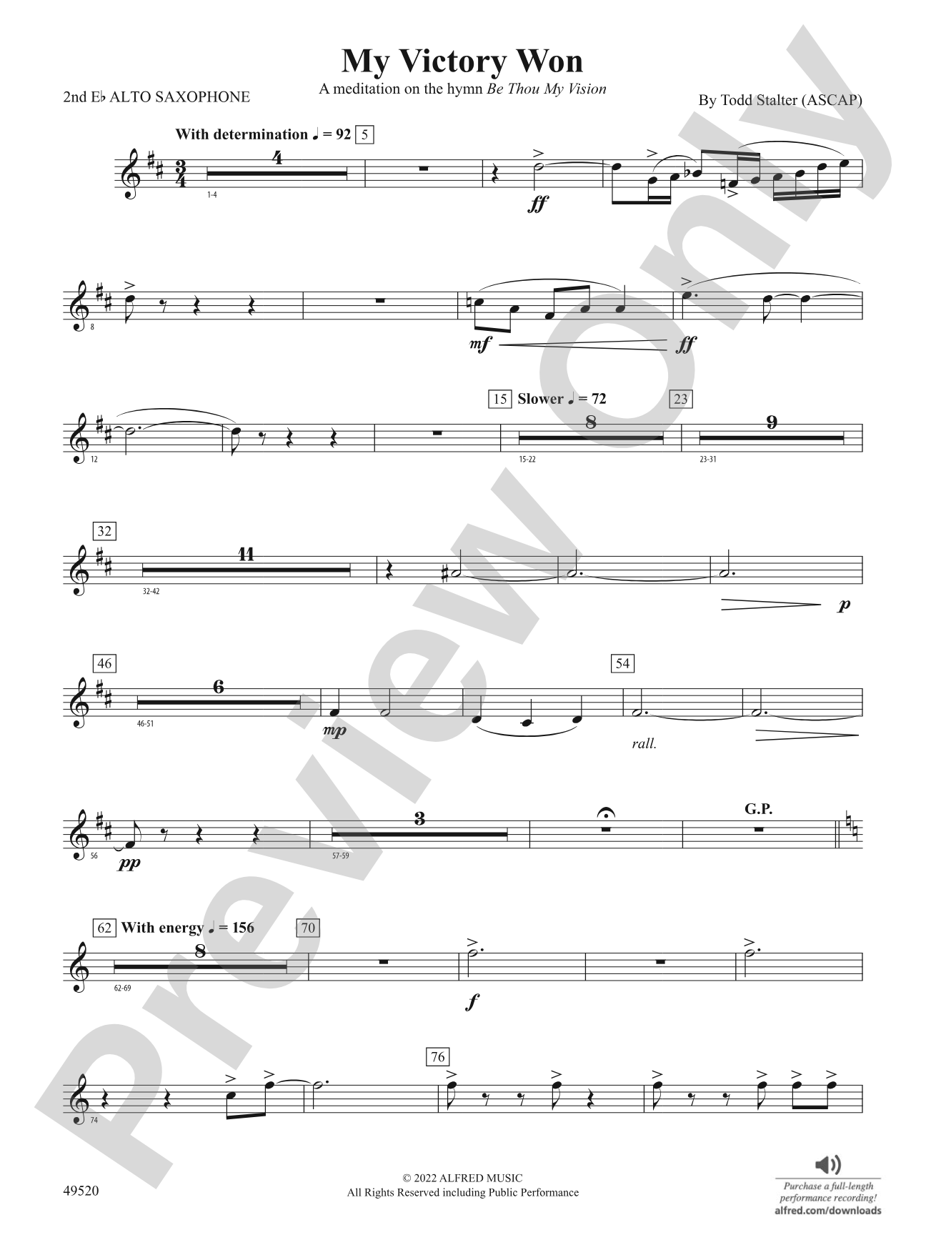 My Victory Won: 2nd E-flat Alto Saxophone