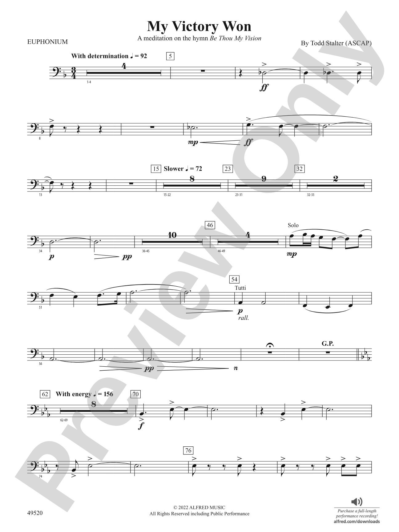 My Victory Won: Baritone B.C.