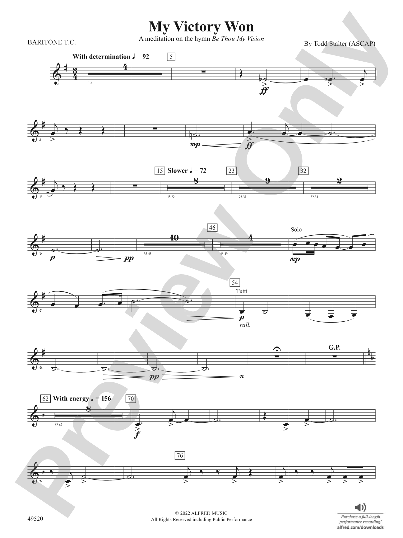 My Victory Won: Baritone T.C.