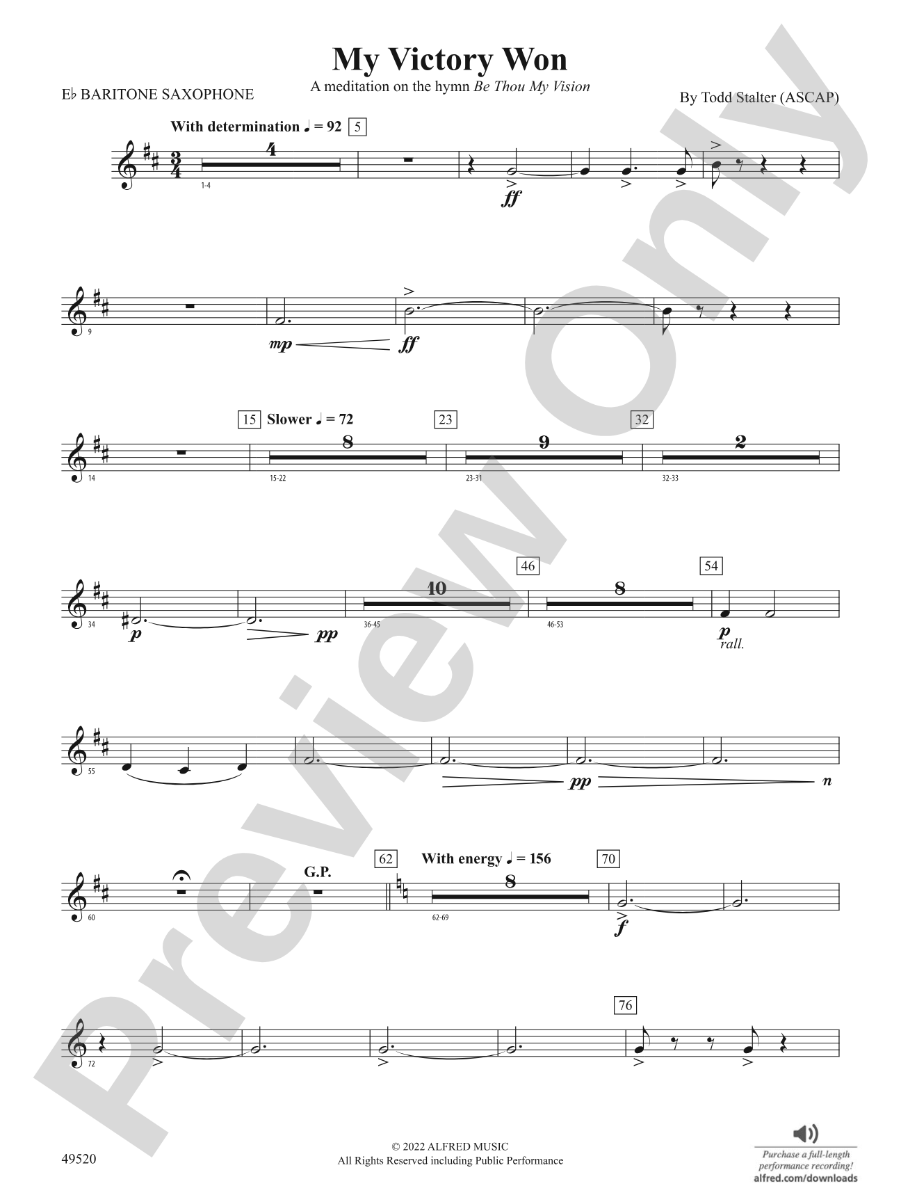 My Victory Won: E-flat Baritone Saxophone