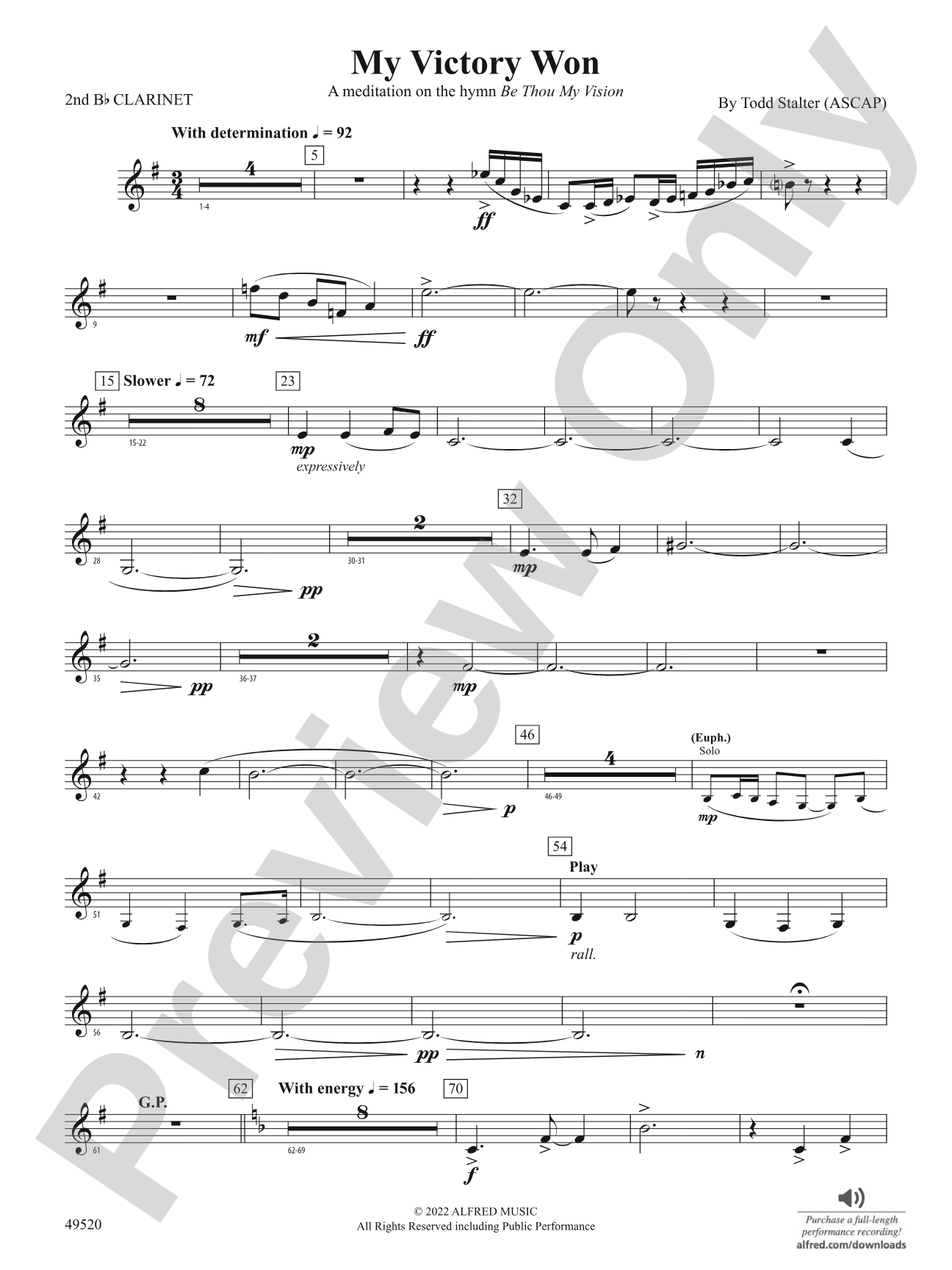 My Victory Won: 2nd B-flat Clarinet