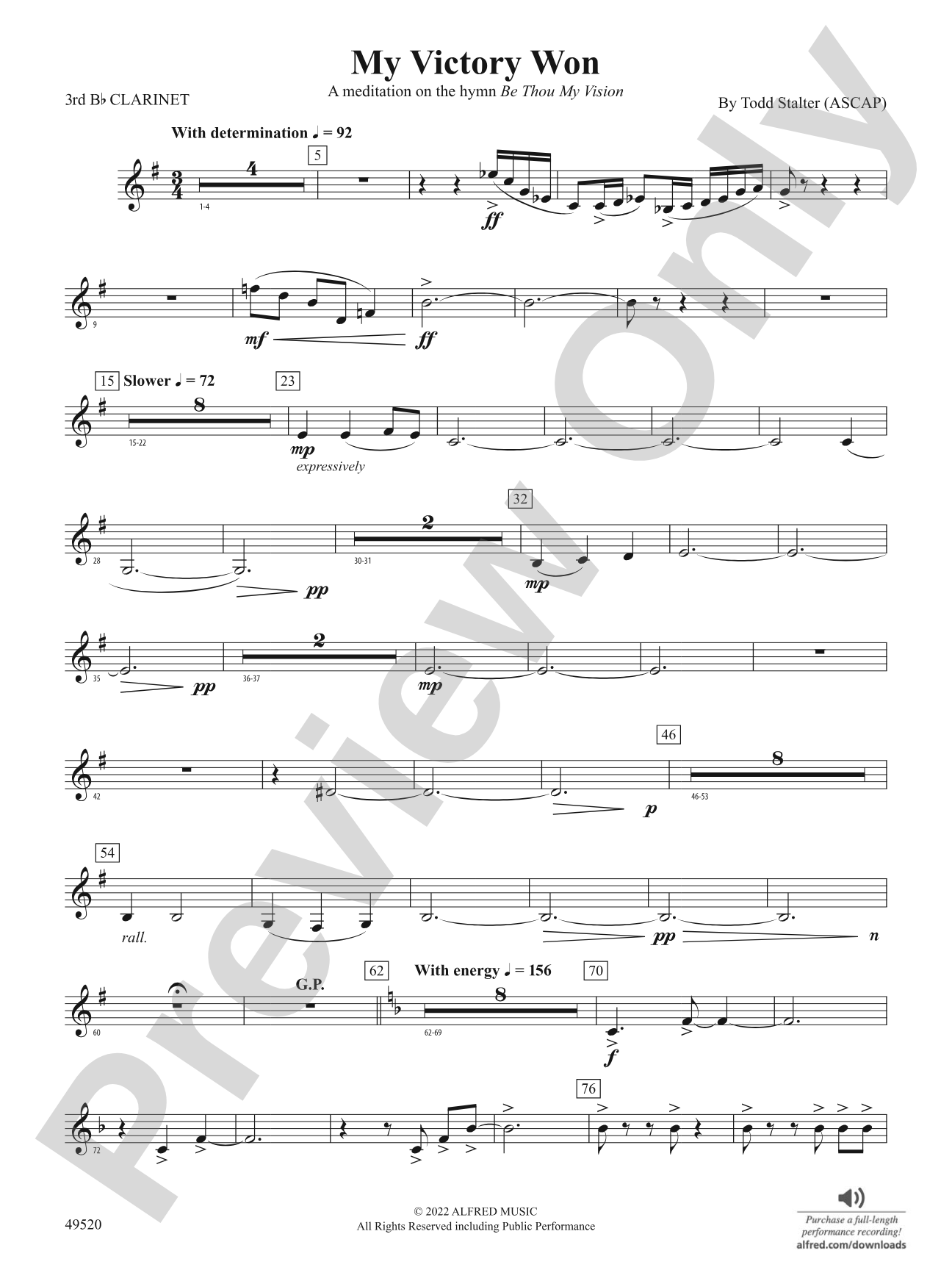 My Victory Won: 3rd B-flat Clarinet
