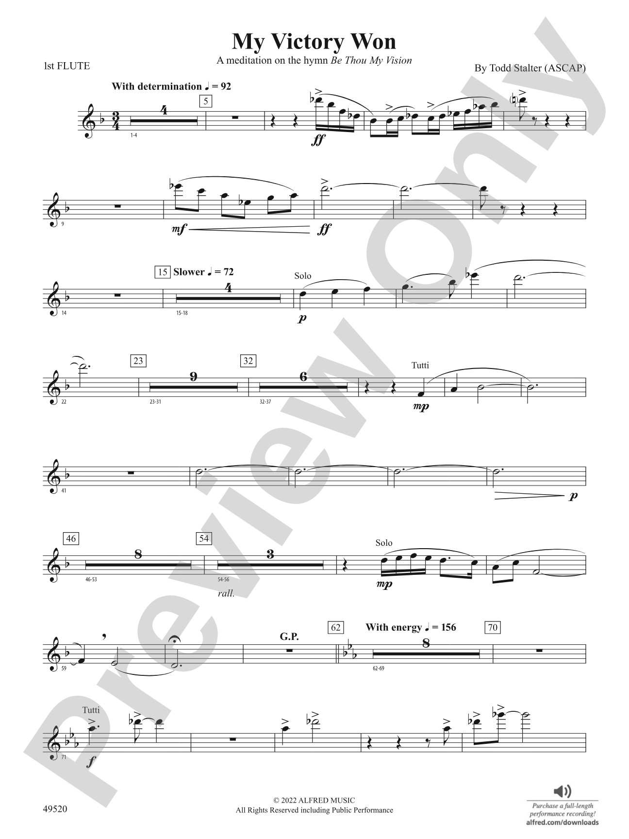 My Victory Won: Flute