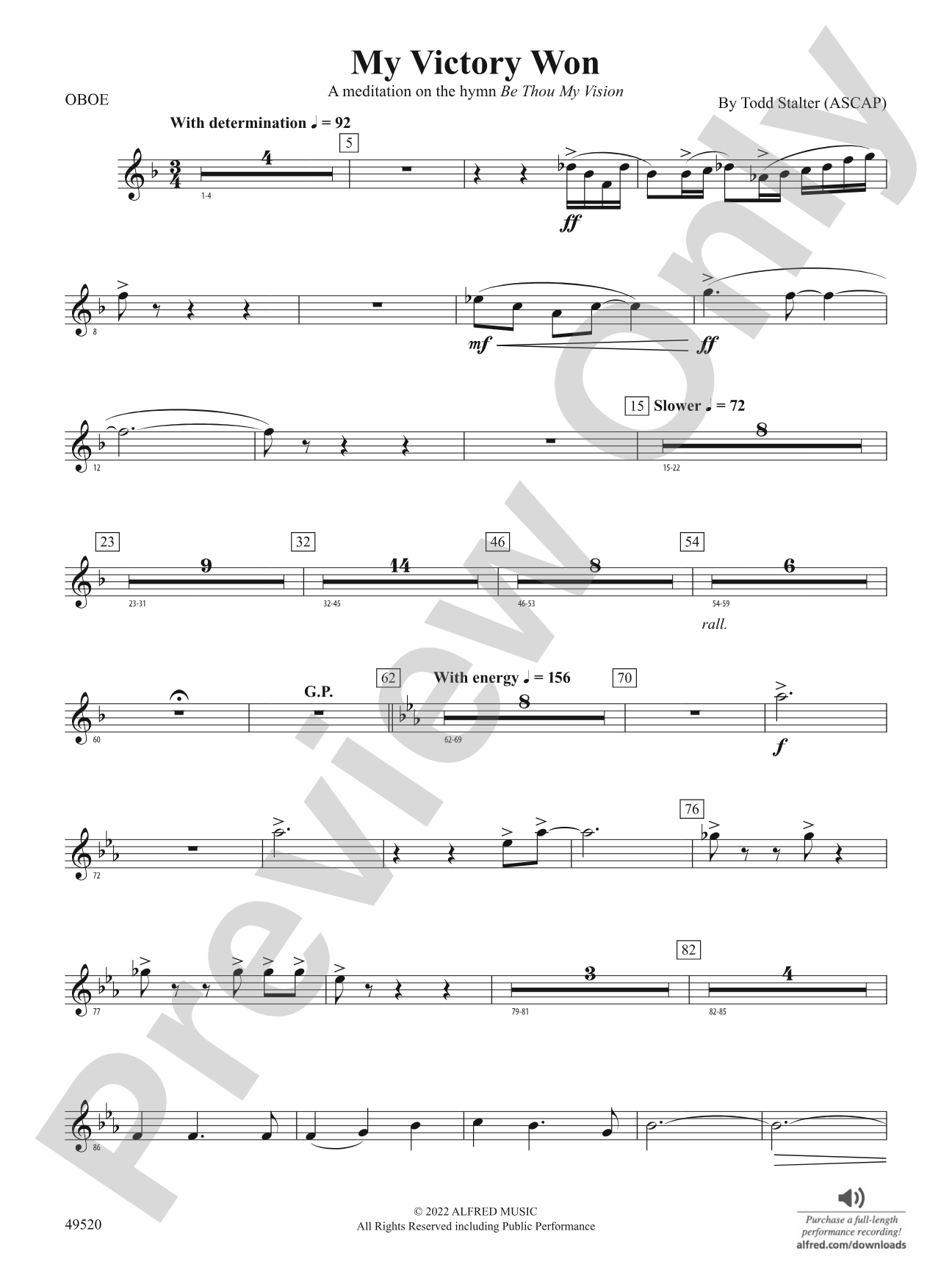 My Victory Won: Oboe
