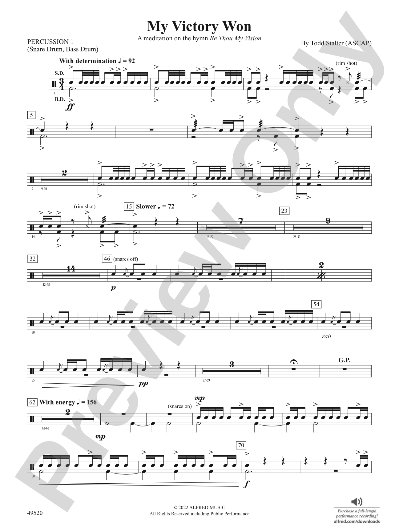 My Victory Won: 1st Percussion
