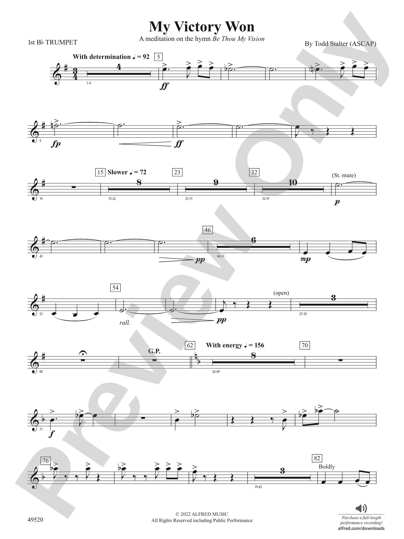 My Victory Won: 1st B-flat Trumpet