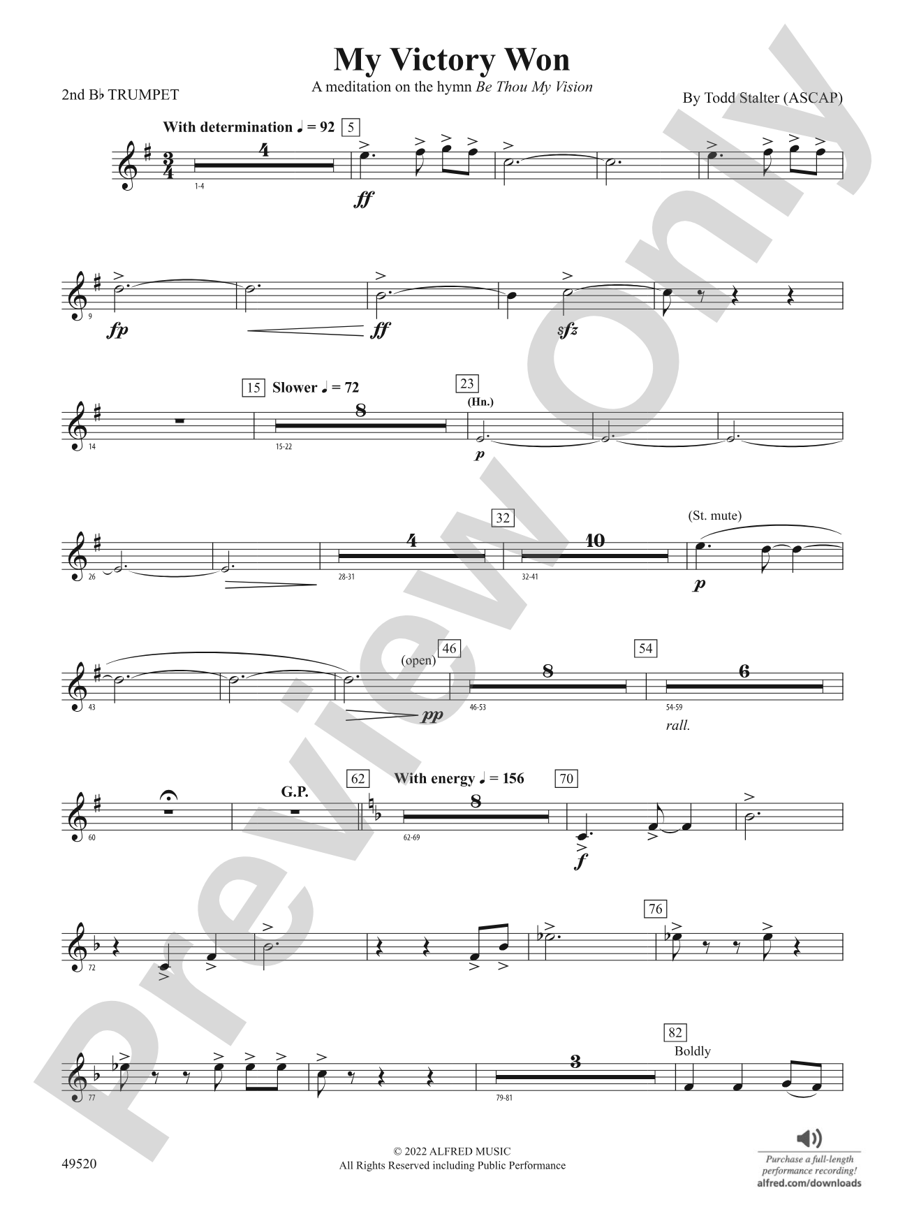 My Victory Won: 2nd B-flat Trumpet