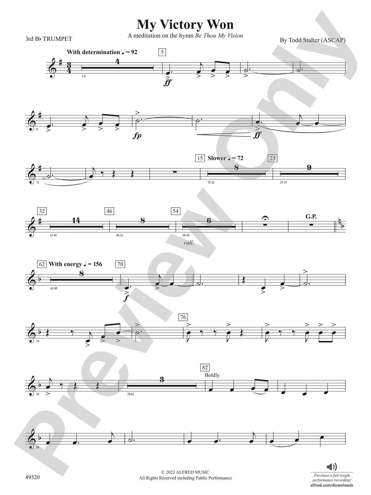 My Victory Won: 3rd B-flat Trumpet
