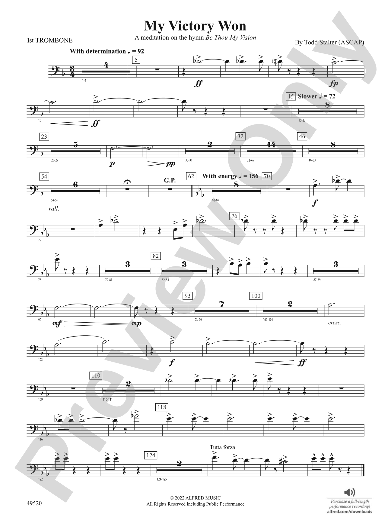 My Victory Won: 1st Trombone
