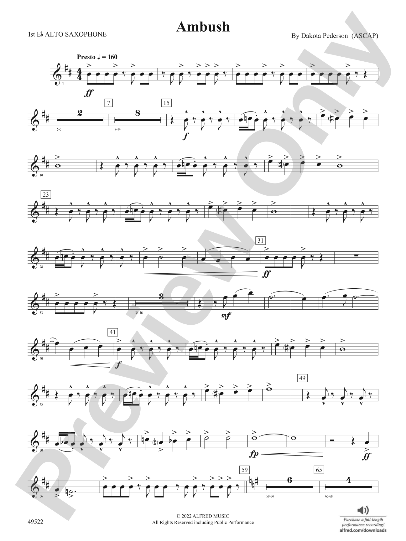 Ambush: E-flat Alto Saxophone