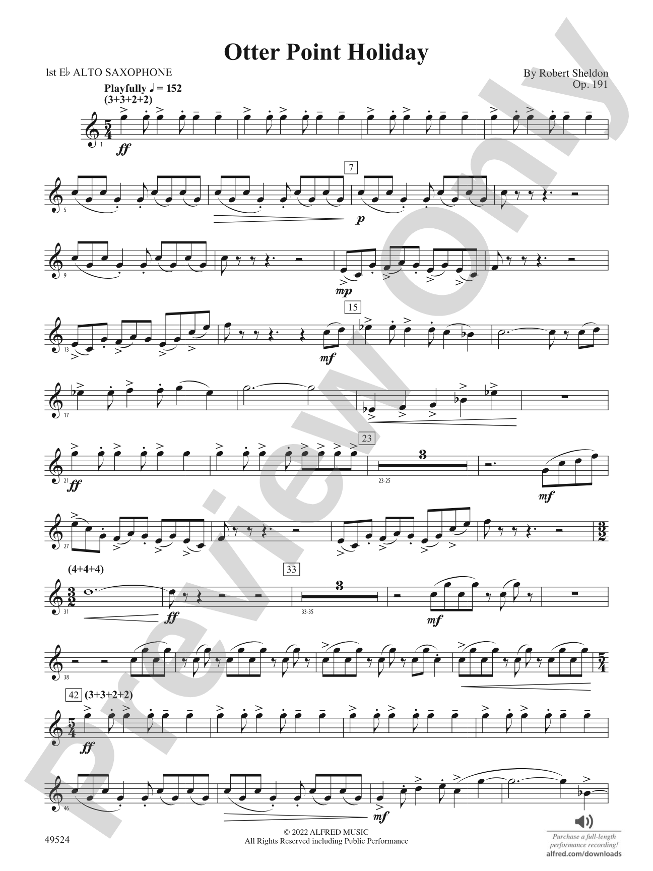Otter Point Holiday: E-flat Alto Saxophone