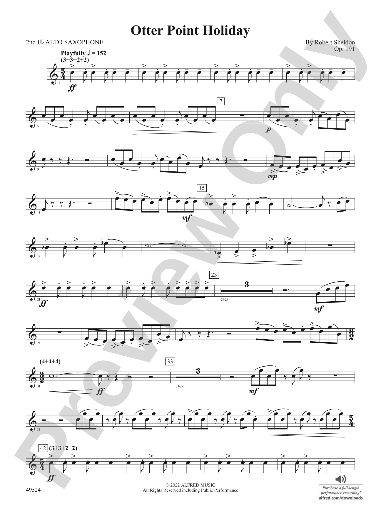 Otter Point Holiday: 2nd E-flat Alto Saxophone