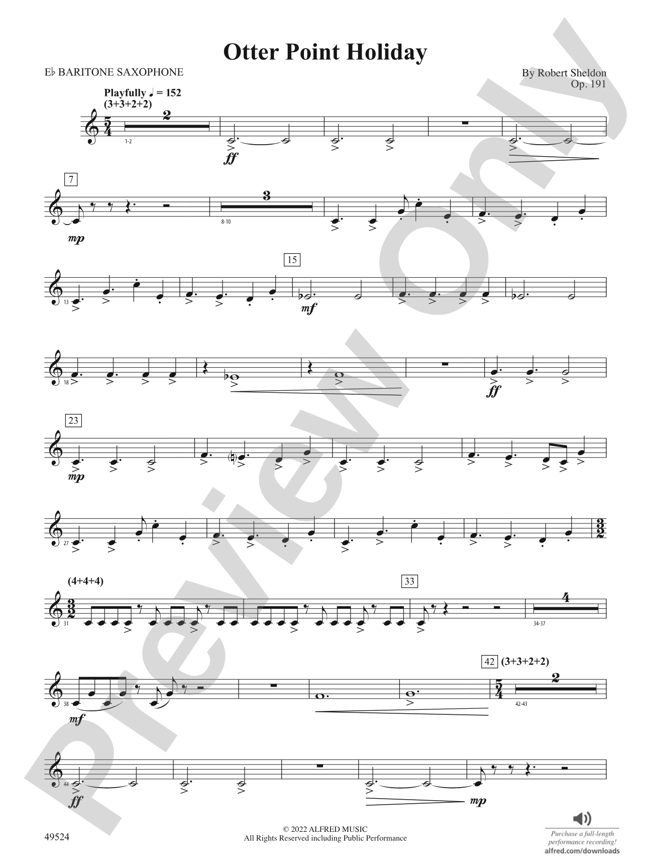 Otter Point Holiday: E-flat Baritone Saxophone